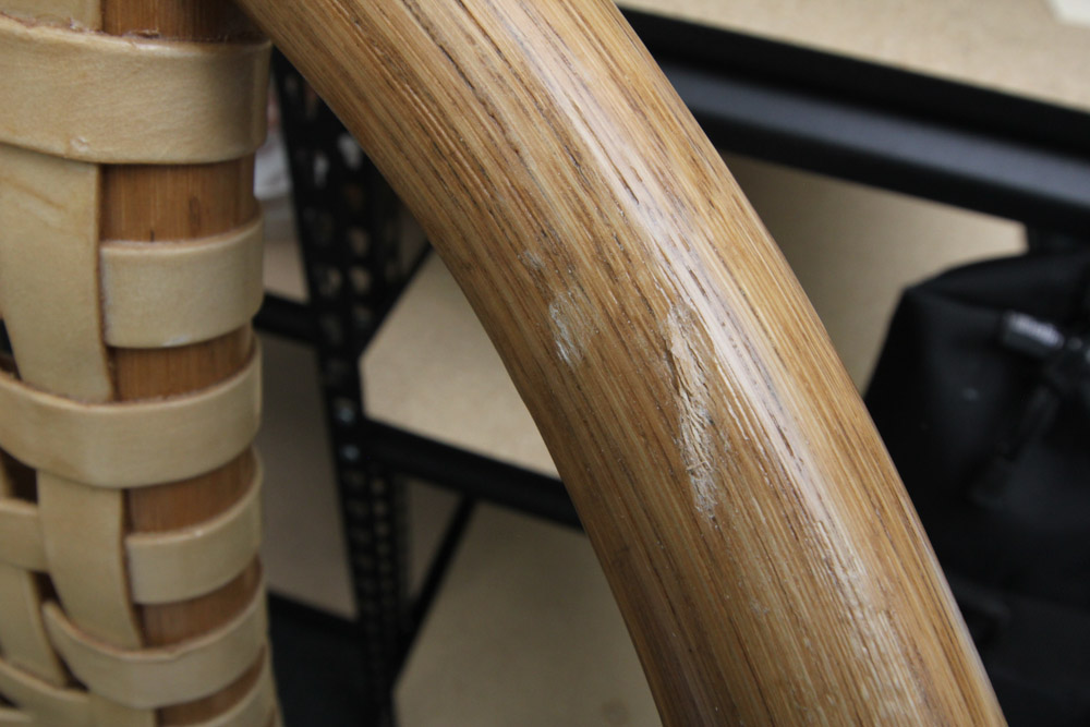 Set of Four McGuire Rawhide and Upholstered Bar Stools