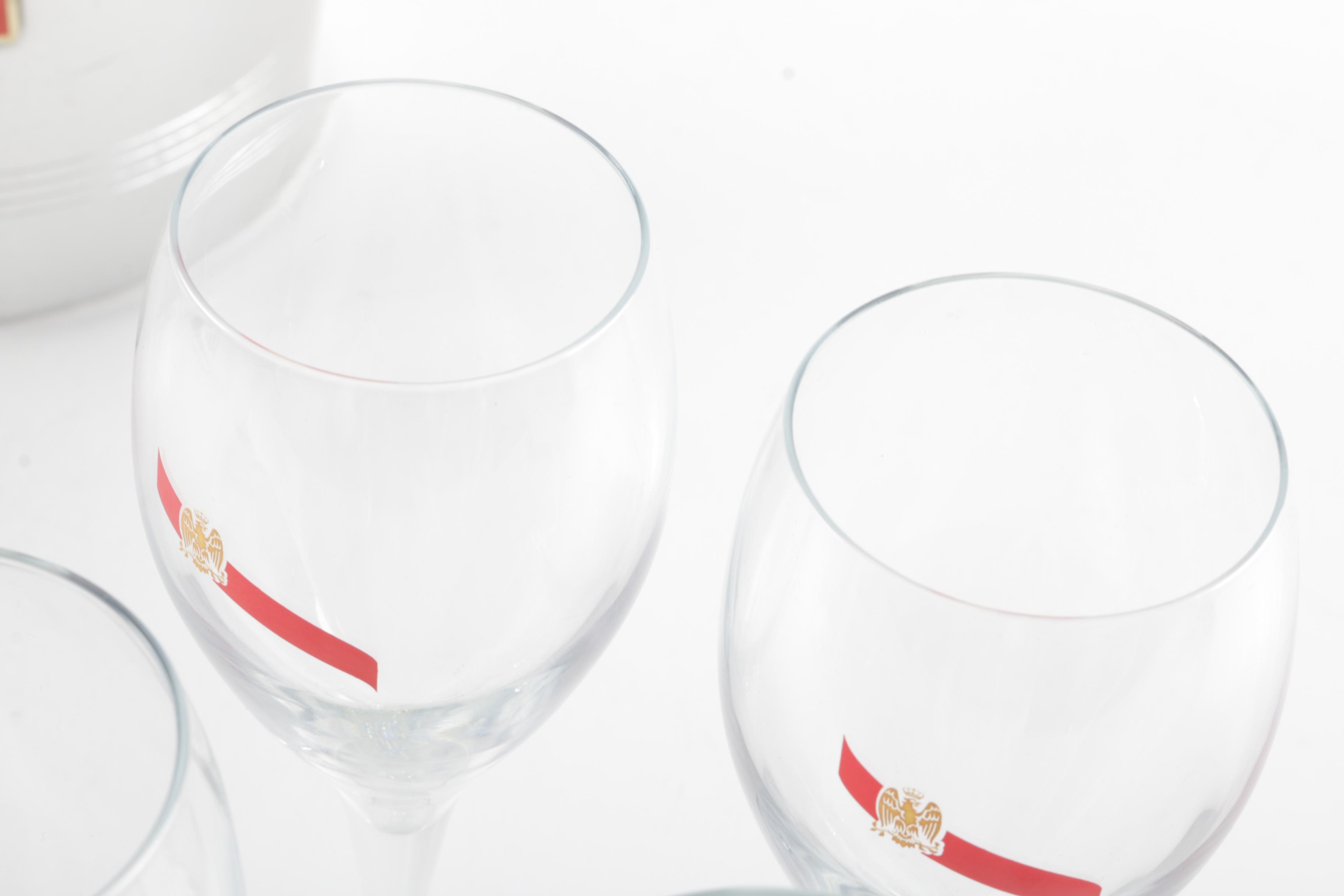 G.H. Mumm Glassware with Champagne Bucket