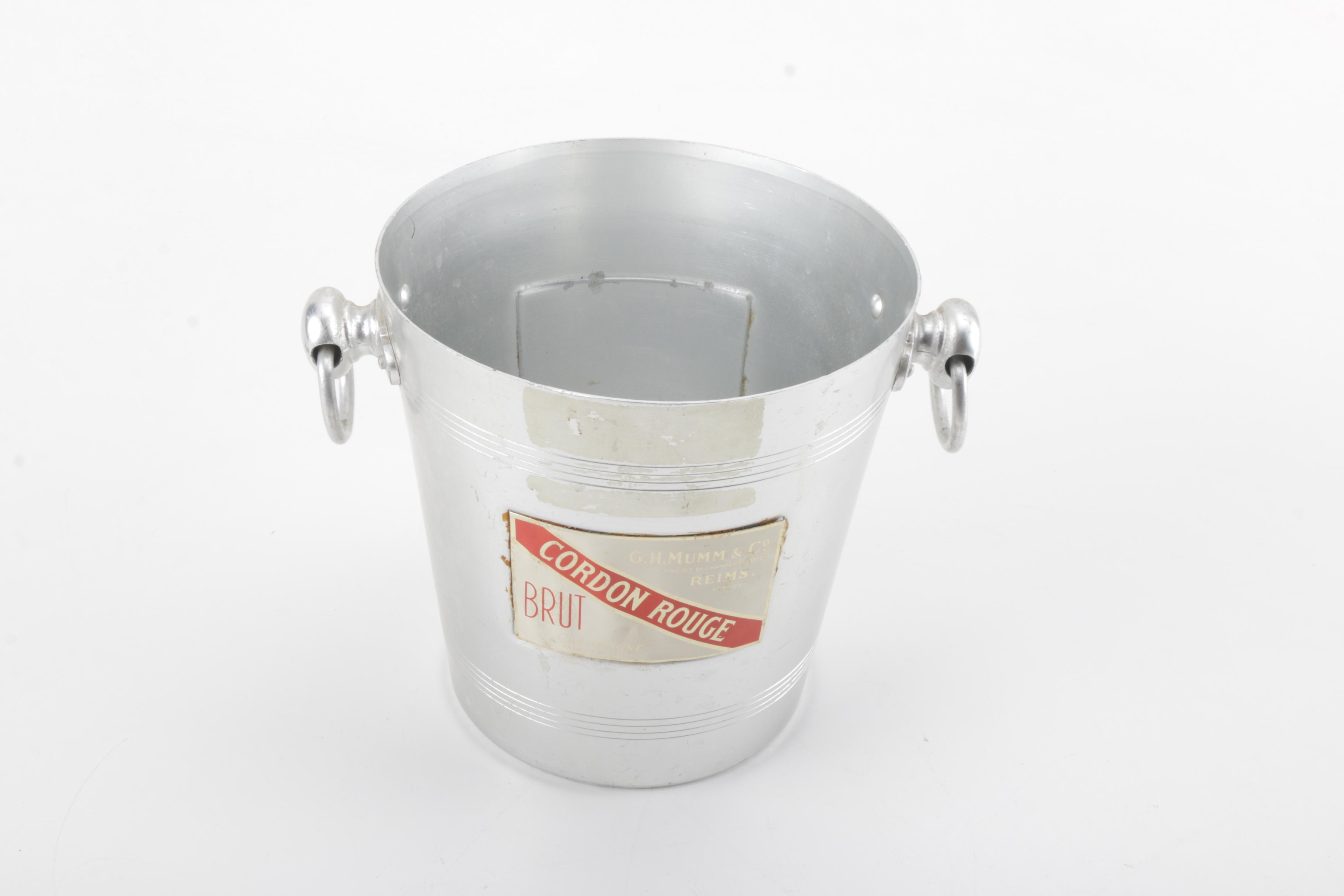 G.H. Mumm Glassware with Champagne Bucket