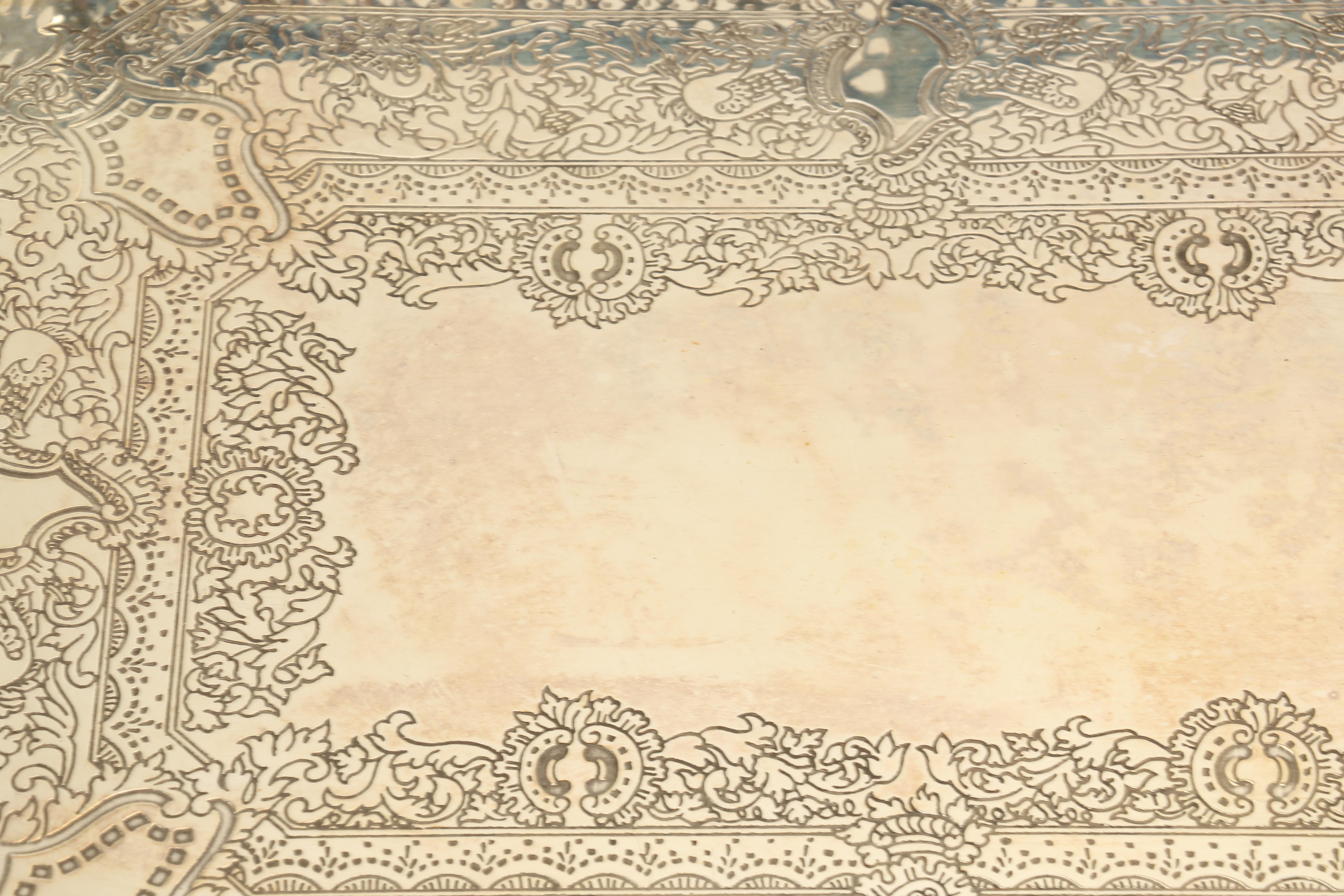 Indian Silver Plate Octagon Serving Tray