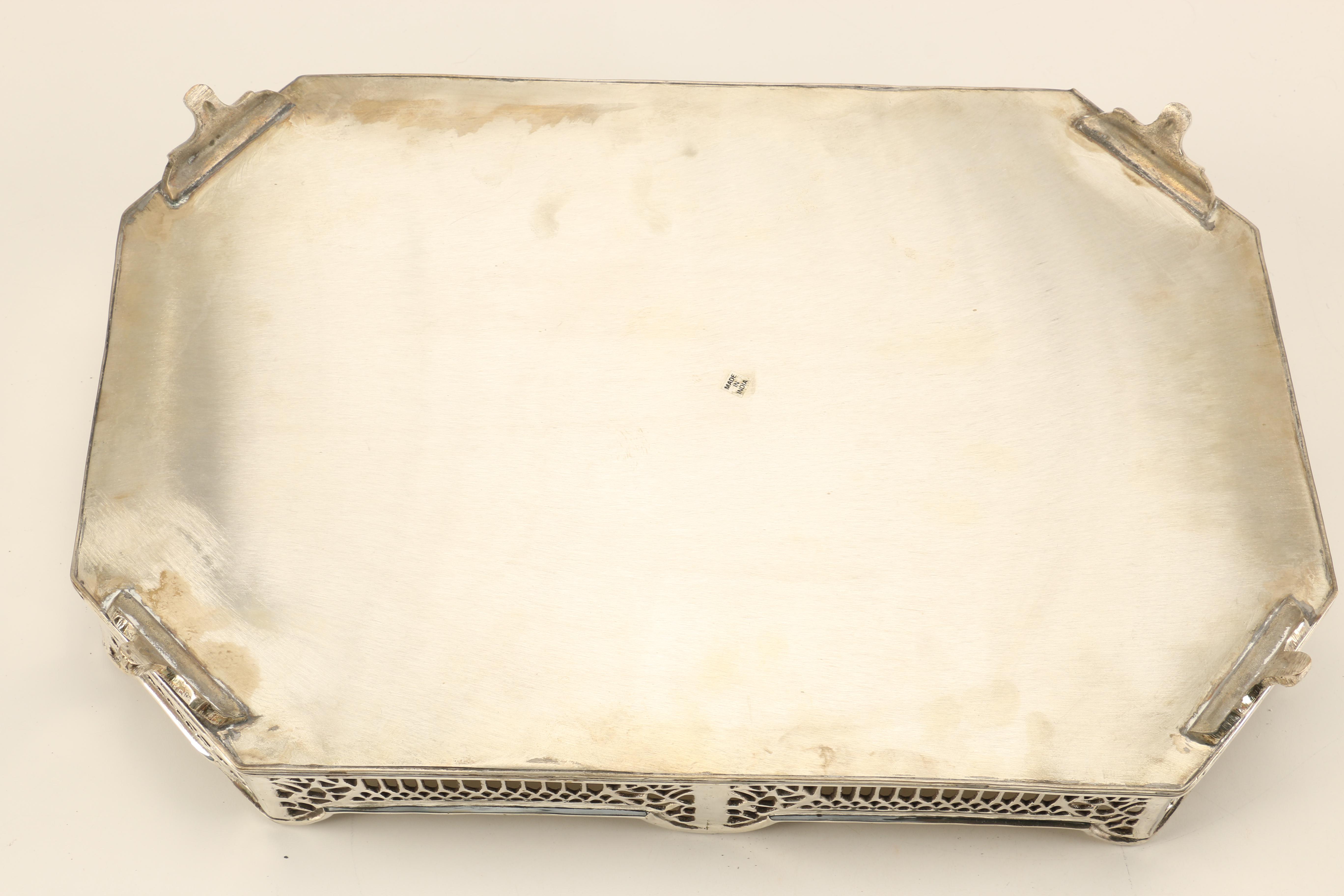 Indian Silver Plate Octagon Serving Tray