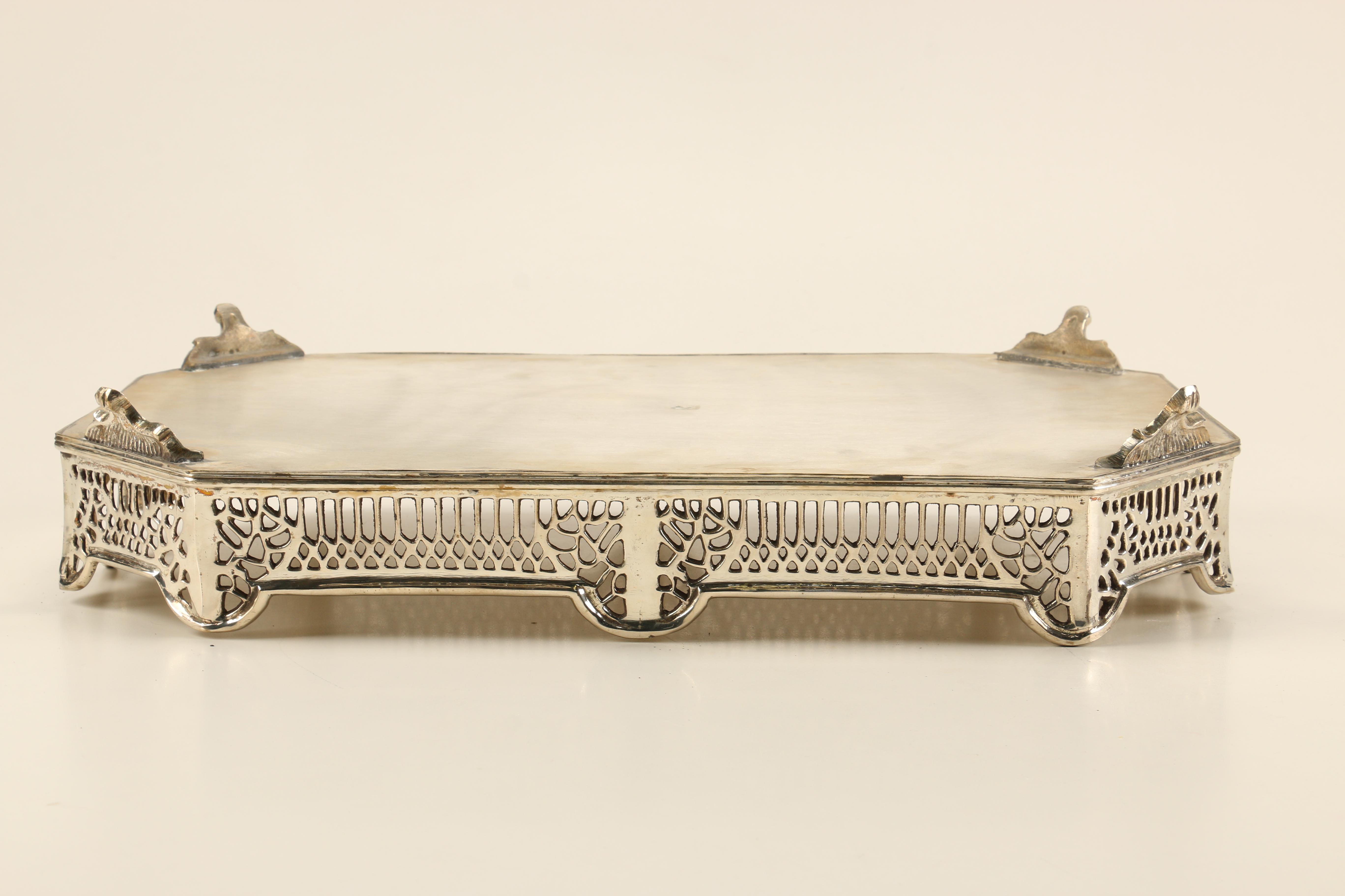 Indian Silver Plate Octagon Serving Tray