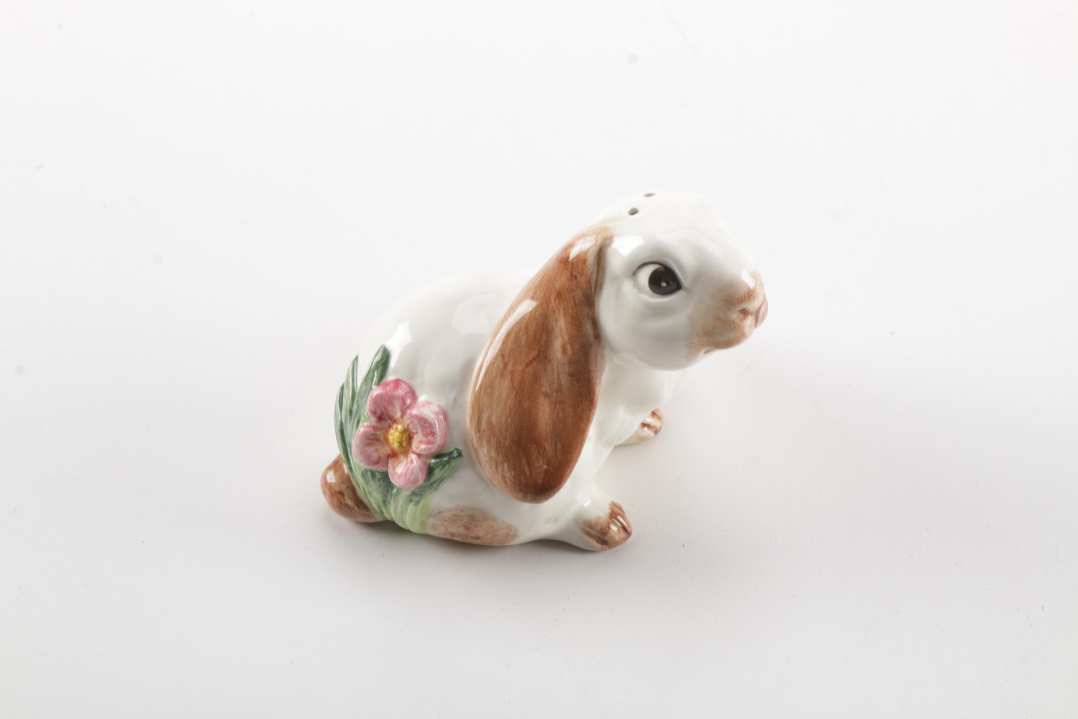 Fitz and Floyd Bunny Pitcher and Salt and Pepper Shaker