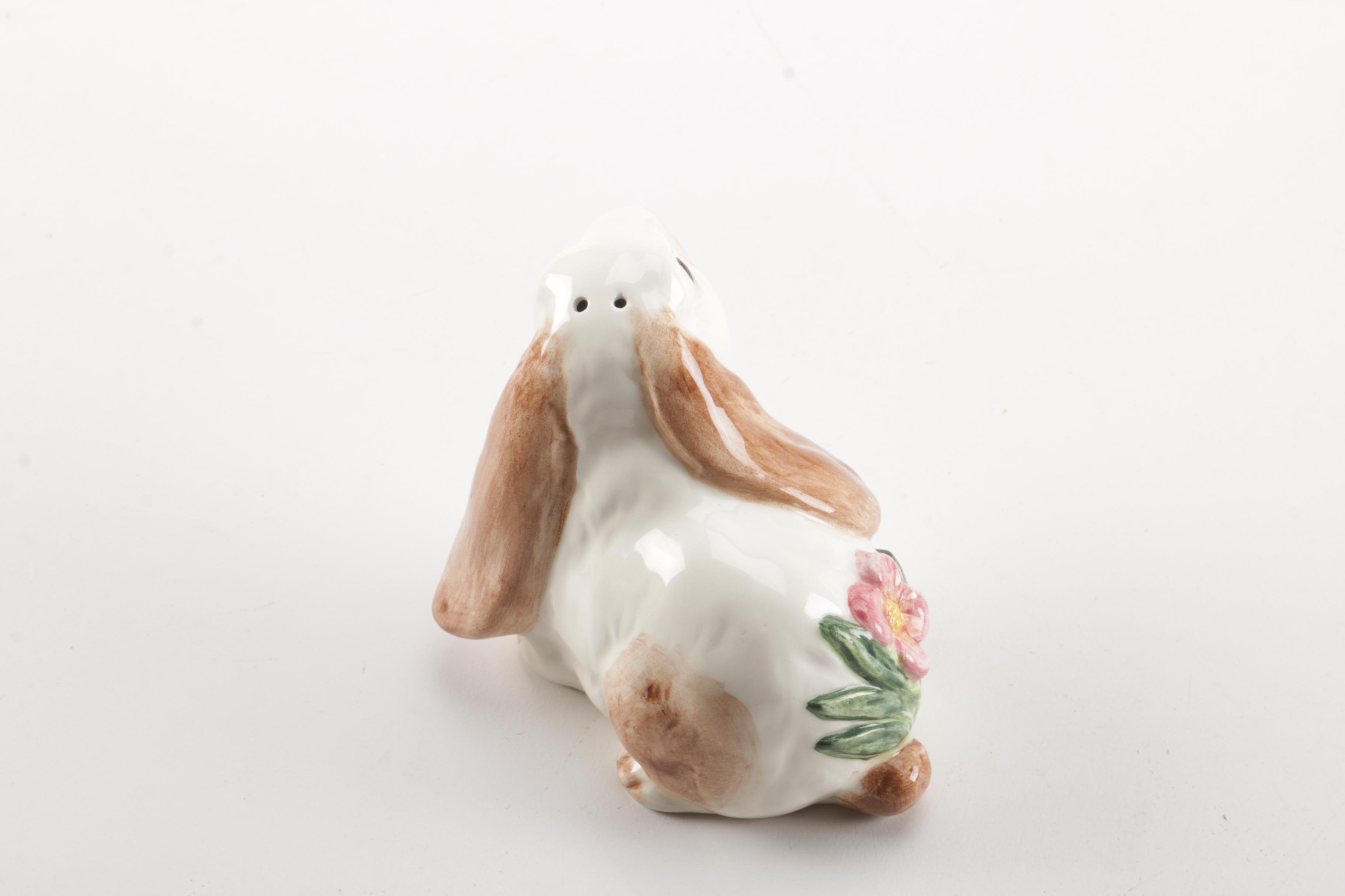 Fitz and Floyd Bunny Pitcher and Salt and Pepper Shaker