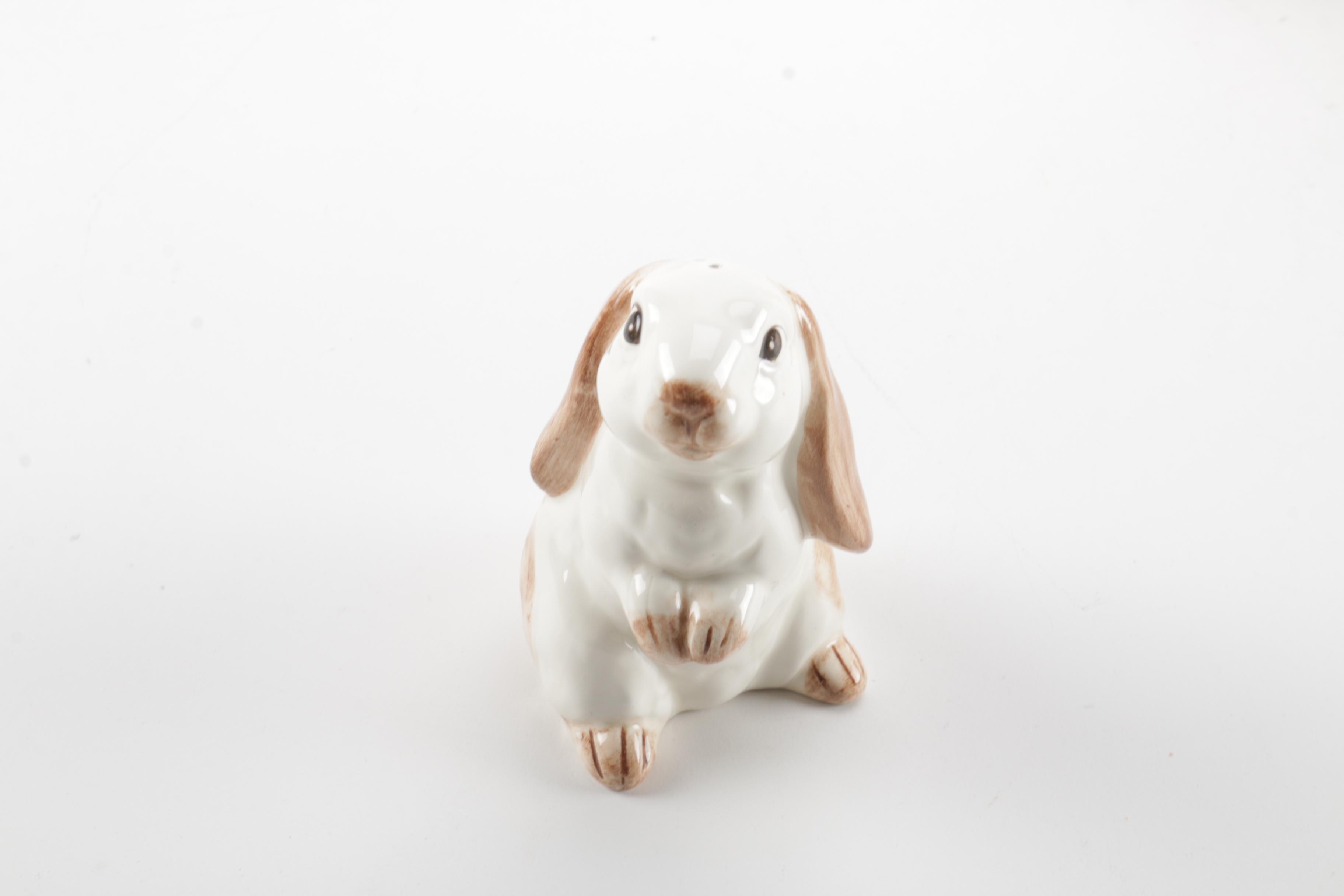 Fitz and Floyd Bunny Pitcher and Salt and Pepper Shaker