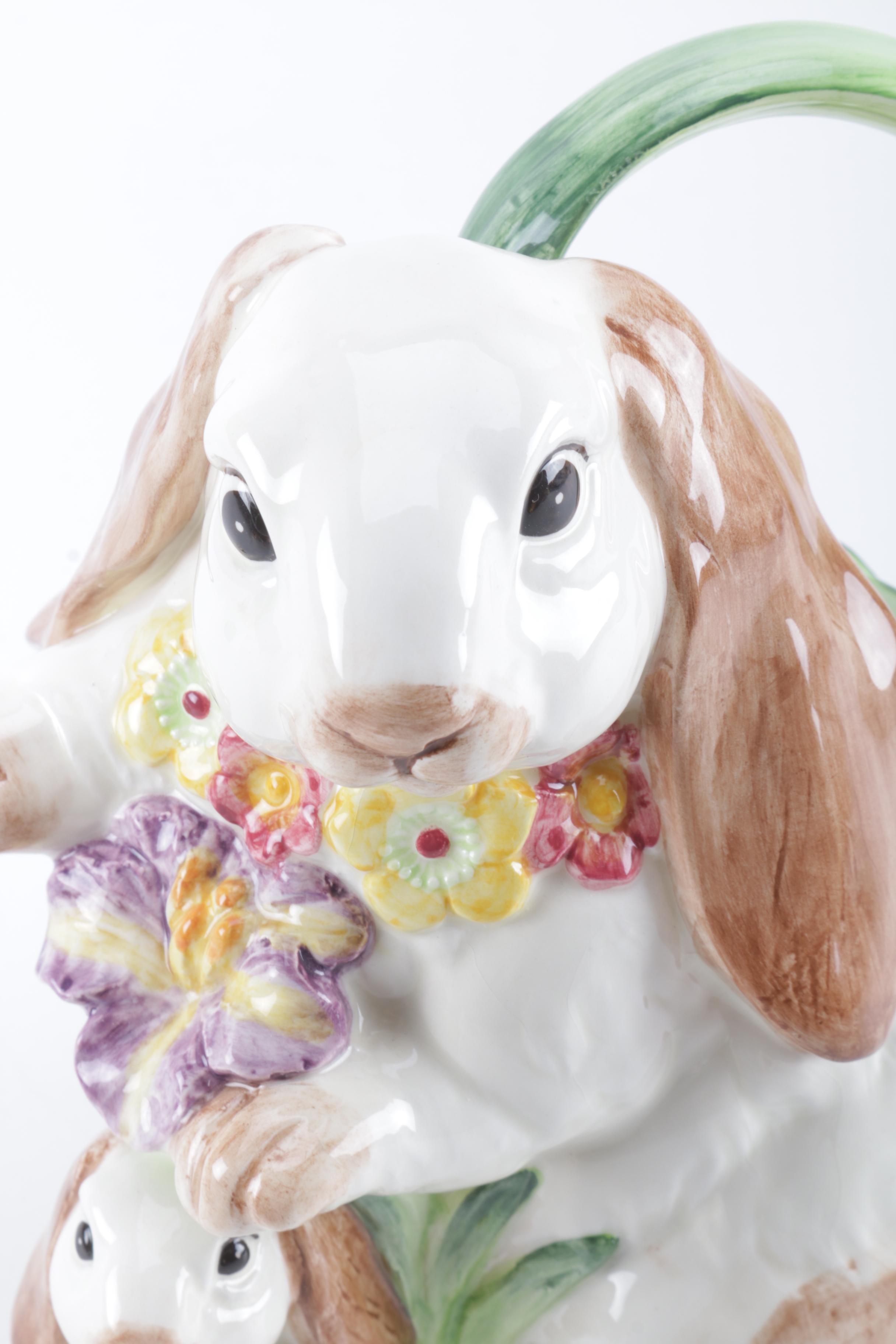 Fitz and Floyd Bunny Pitcher and Salt and Pepper Shaker