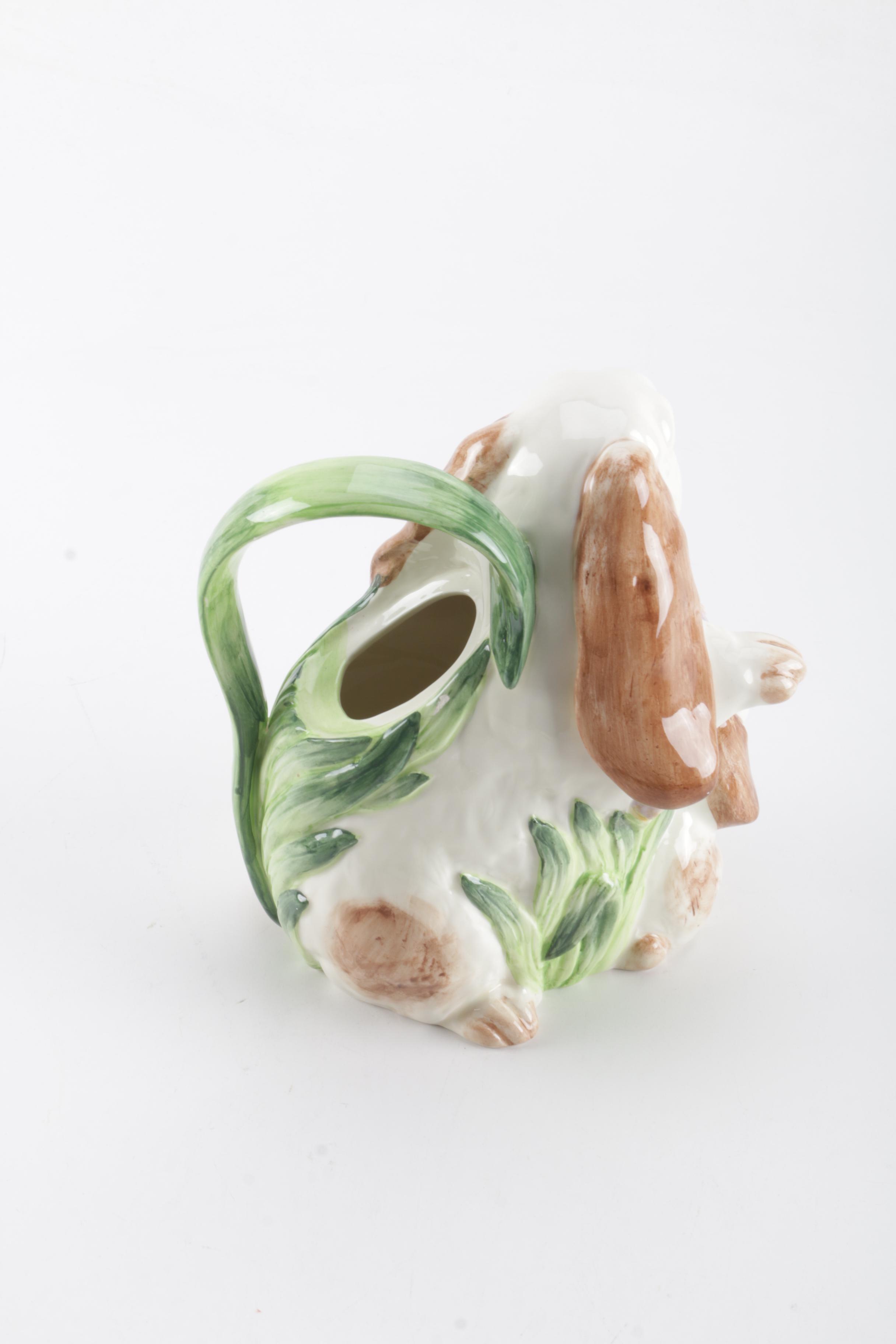 Fitz and Floyd Bunny Pitcher and Salt and Pepper Shaker