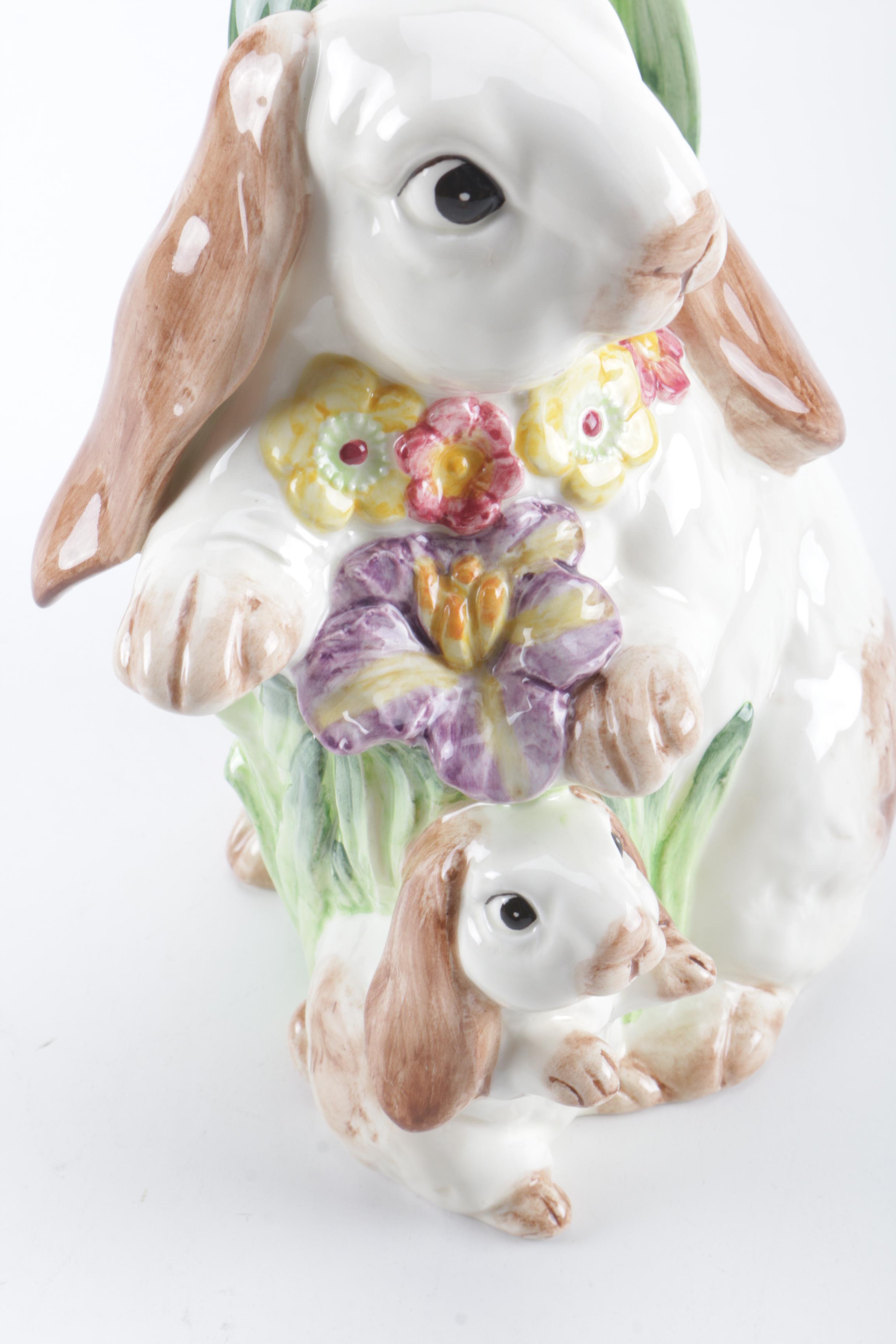 Fitz and Floyd Bunny Pitcher and Salt and Pepper Shaker