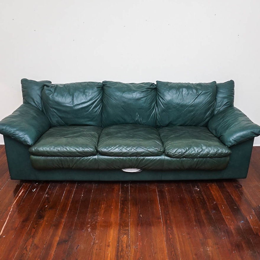 Green Faux Leather Sleeper Sofa by Comodo Italia