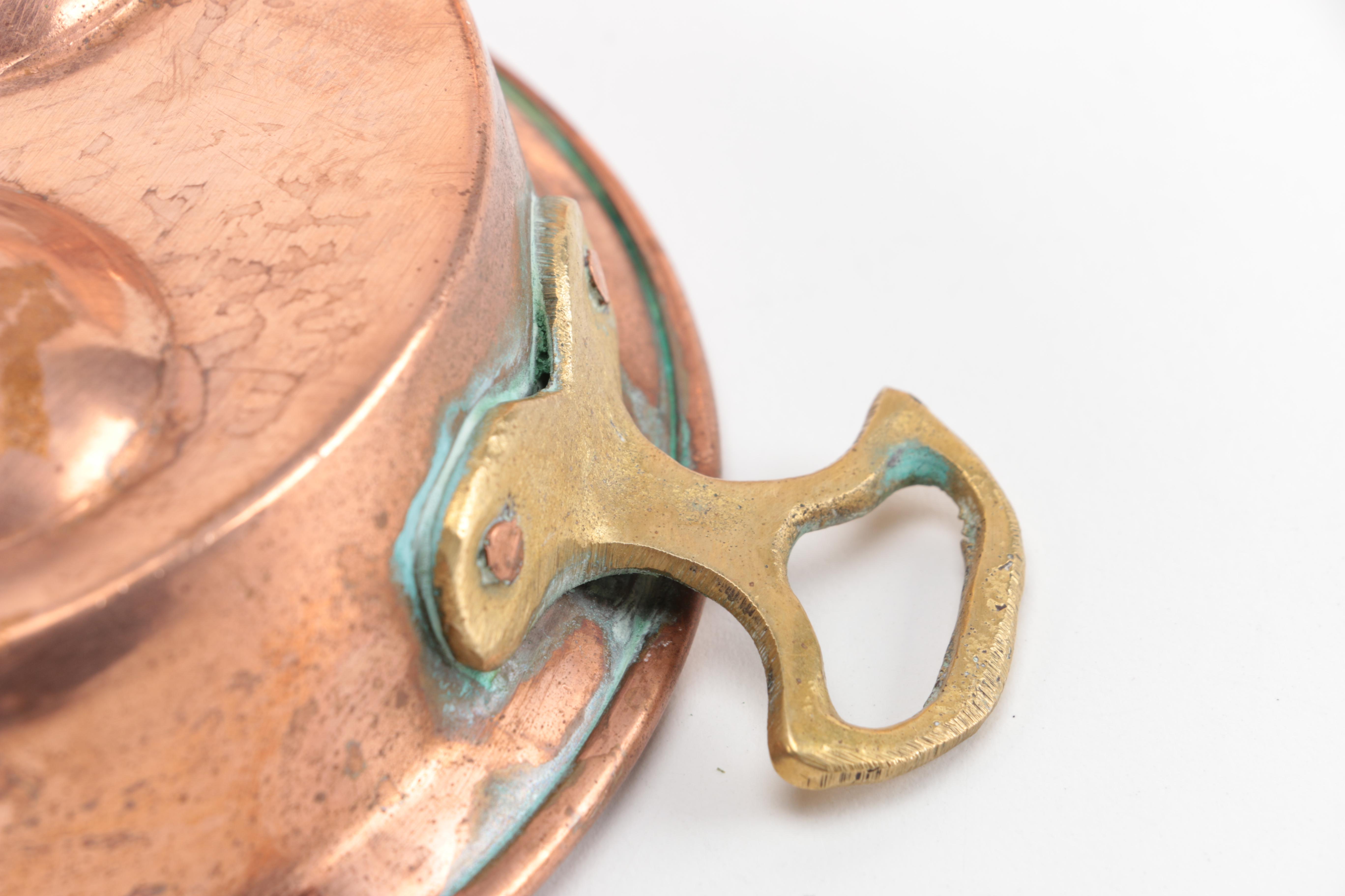 Pair of Copper Colanders and a Copper Egg Pan