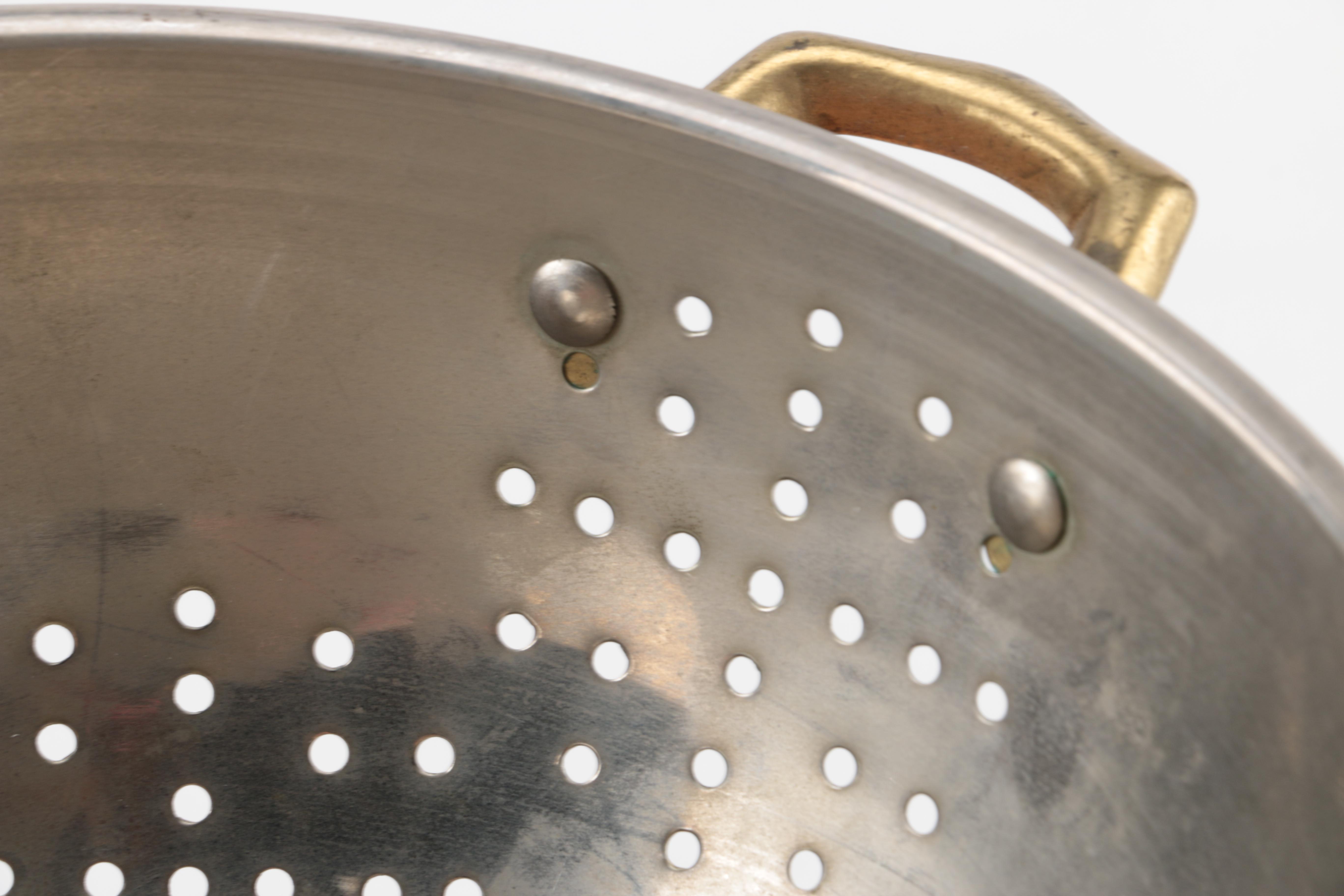 Pair of Copper Colanders and a Copper Egg Pan