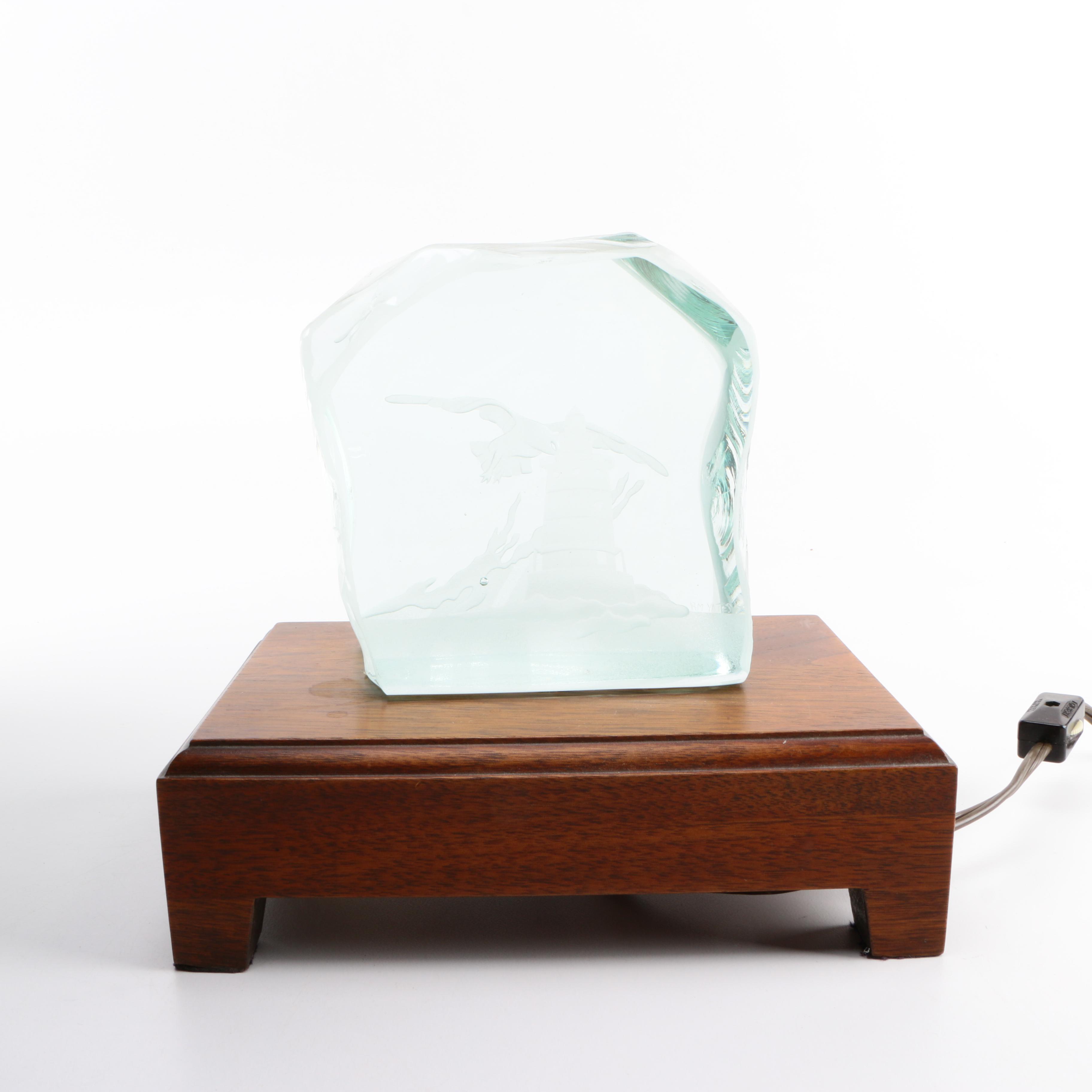 Glass Lighthouse Decor with Display Table