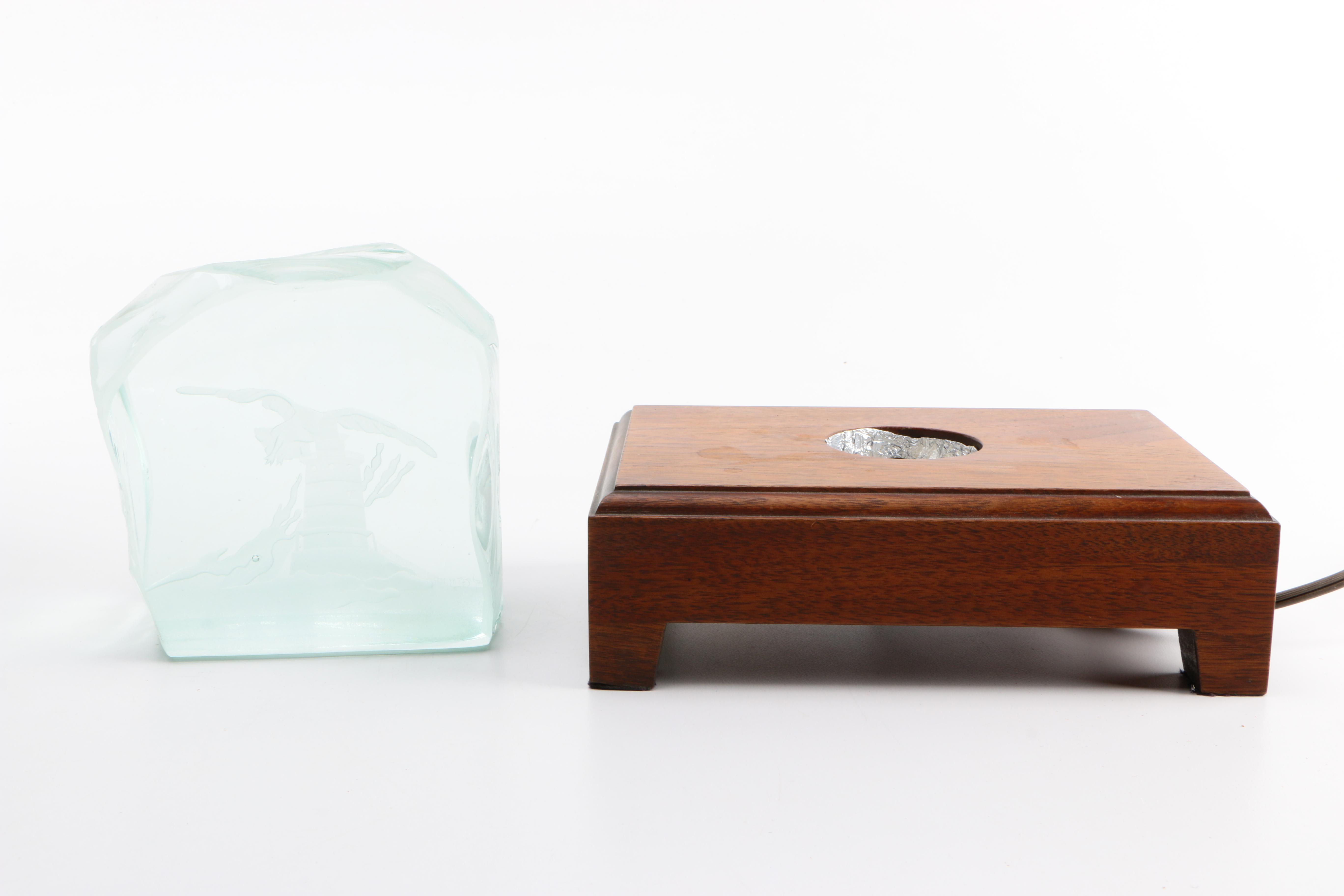 Glass Lighthouse Decor with Display Table