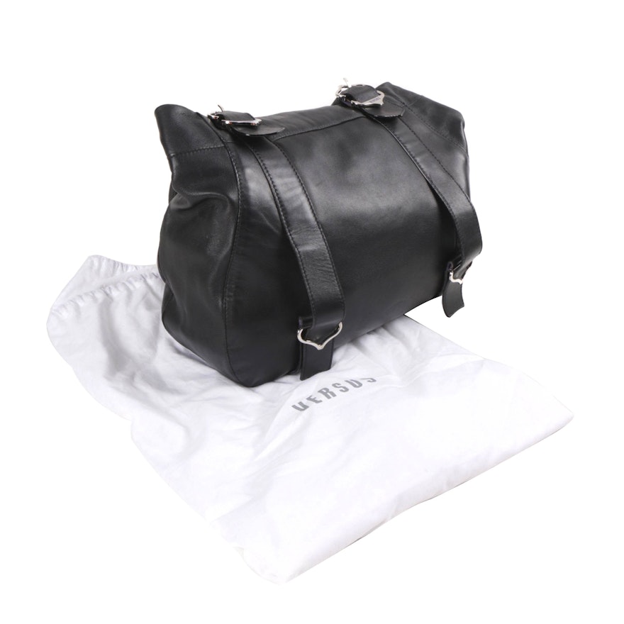 Versus Black Leather Tote Bag