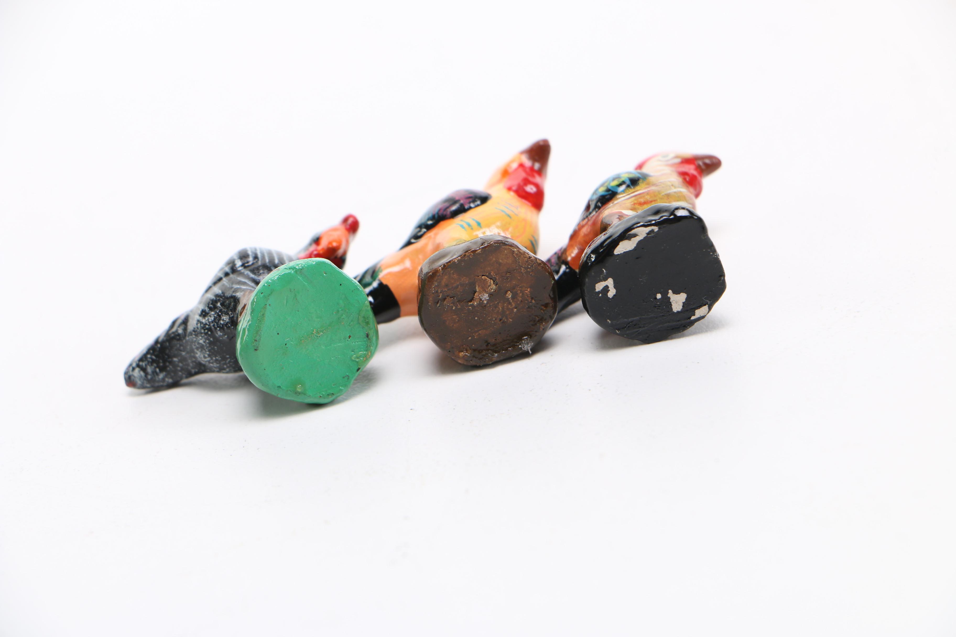 Collection of Six Hand-Painted Wood Roosters