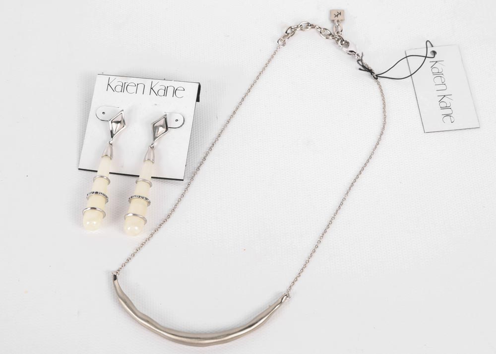 Karen Kane Silver Tone Choker and Earrings