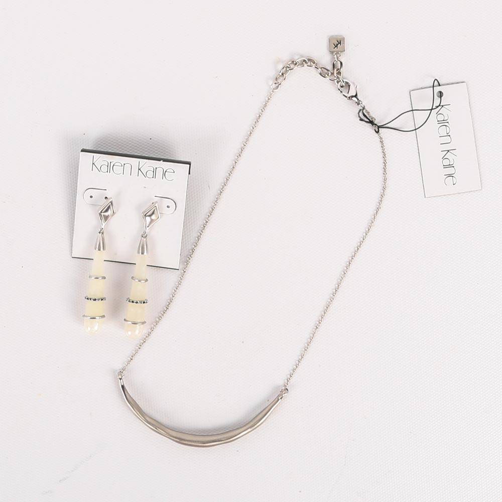 Karen Kane Silver Tone Choker and Earrings