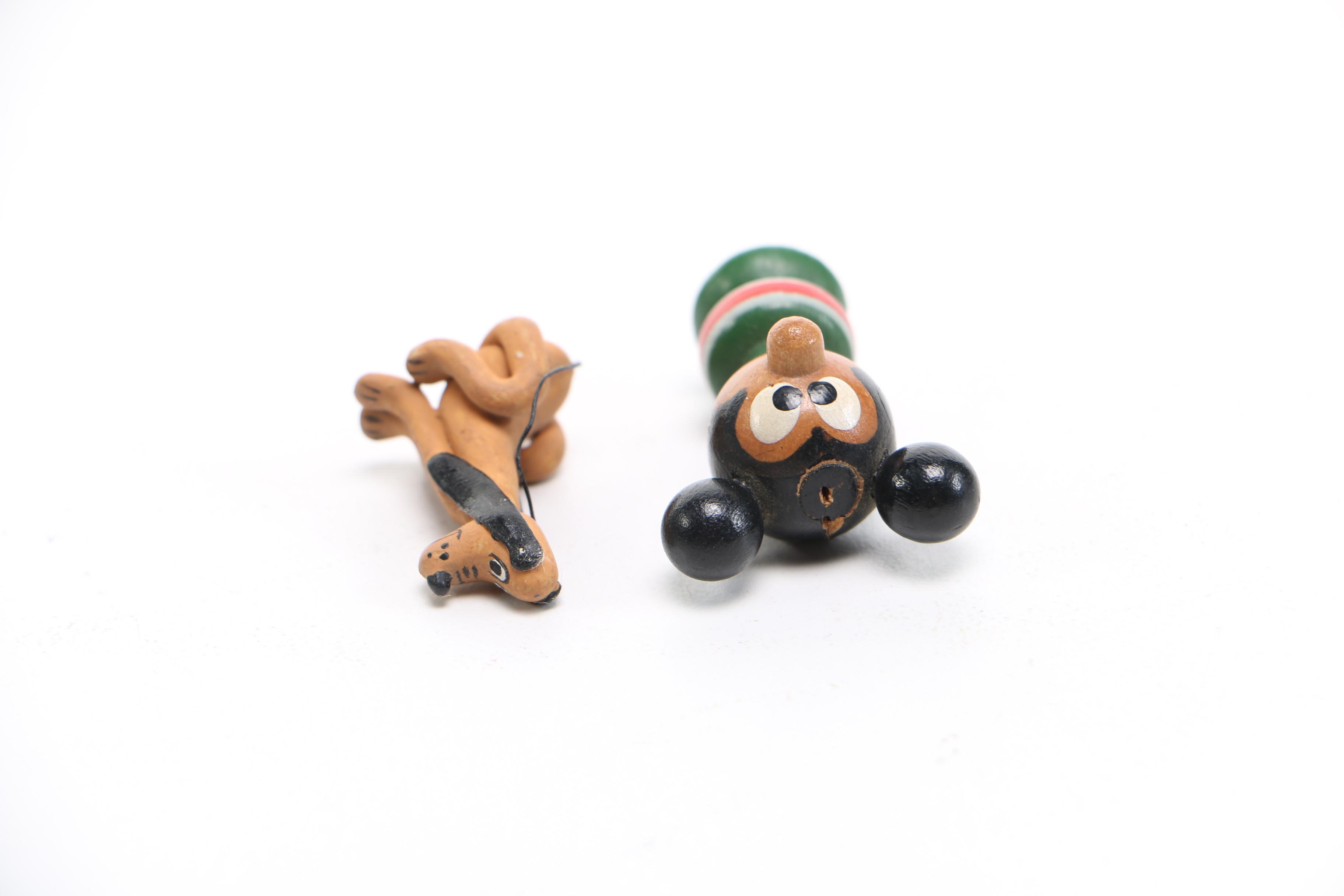 Mickey Mouse and Pluto Wood Carvings