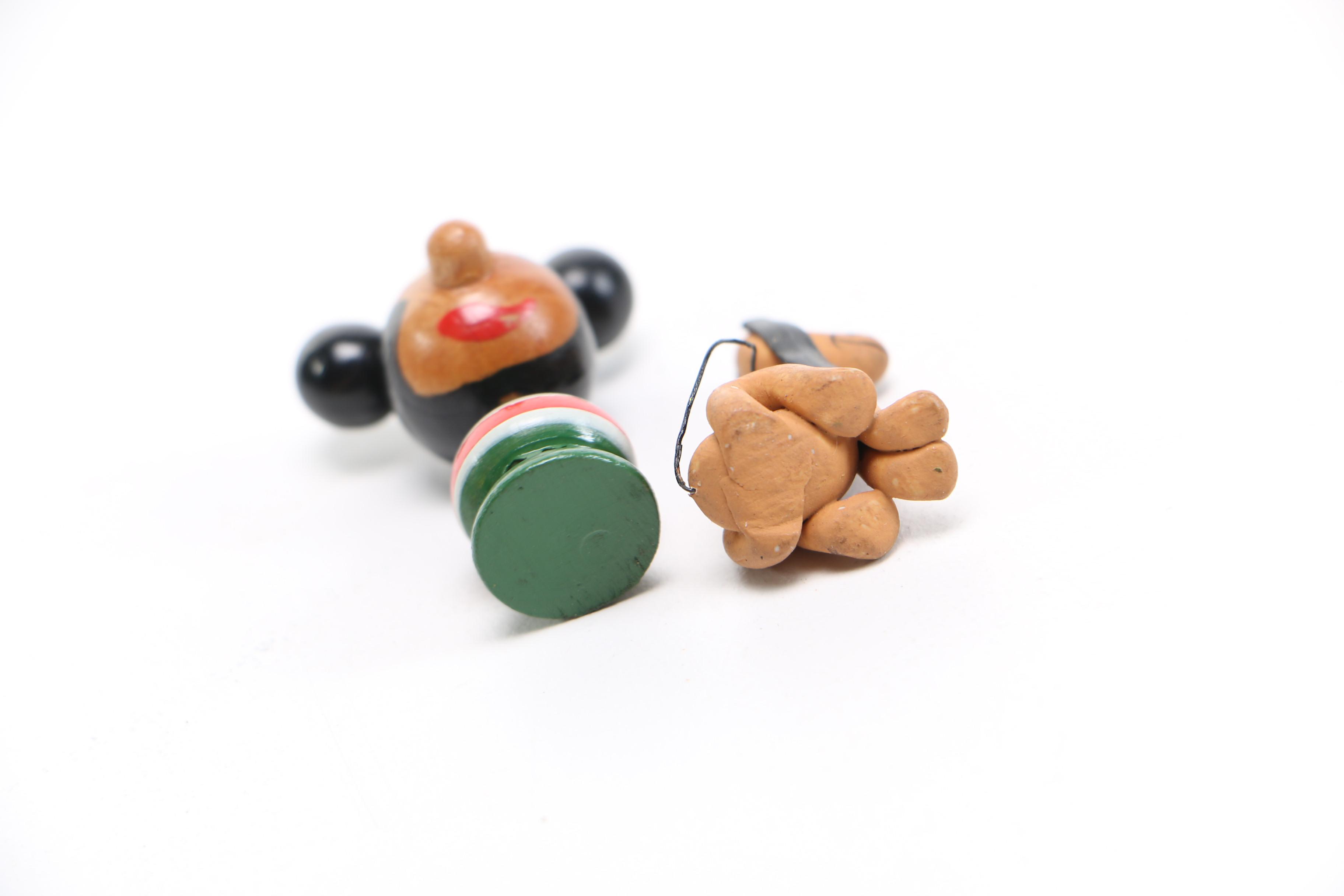 Mickey Mouse and Pluto Wood Carvings