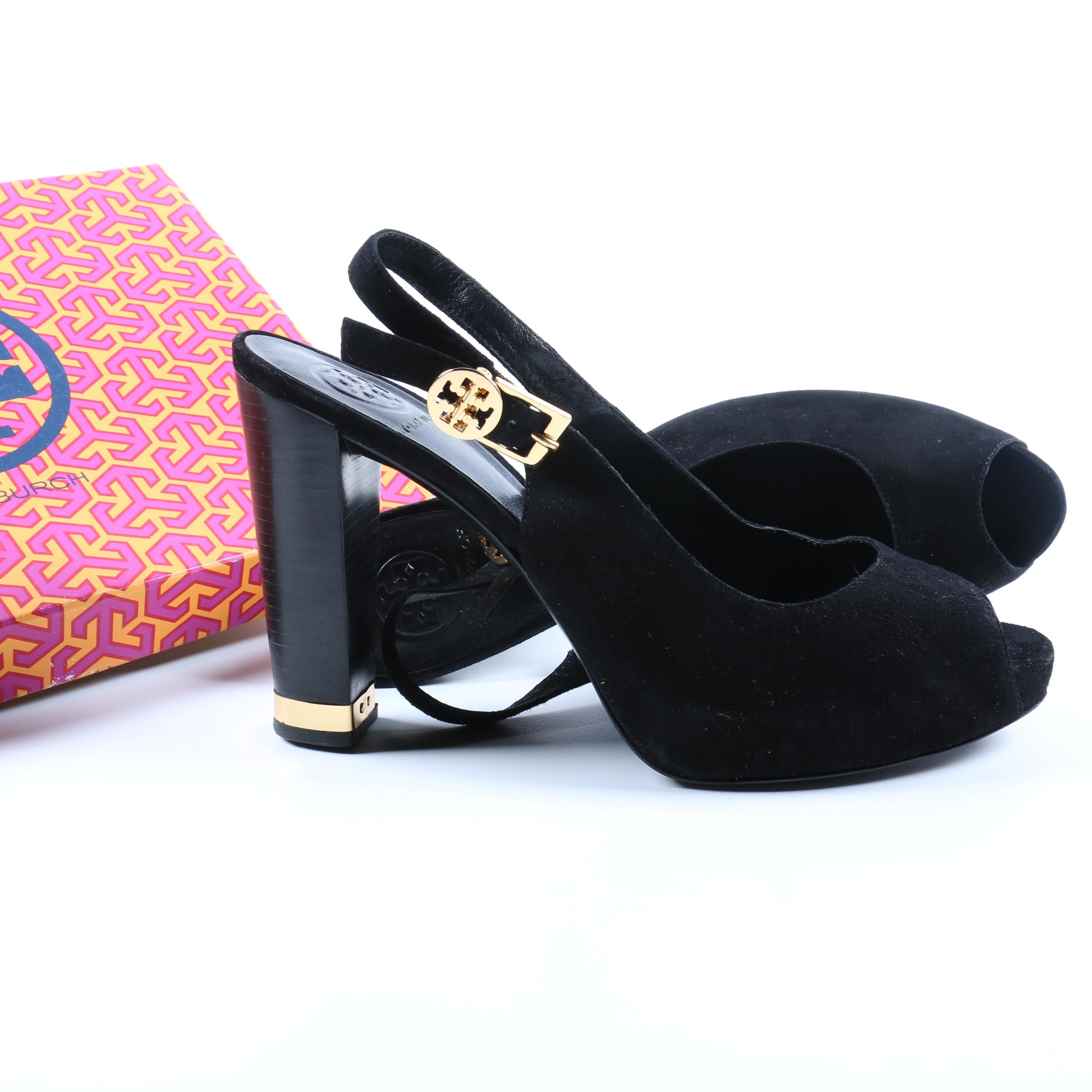 Tory Burch Black Suede Heels