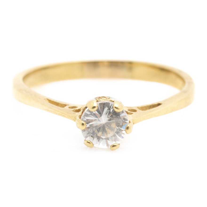 18K Yellow Gold Cubic Zirconia Ring