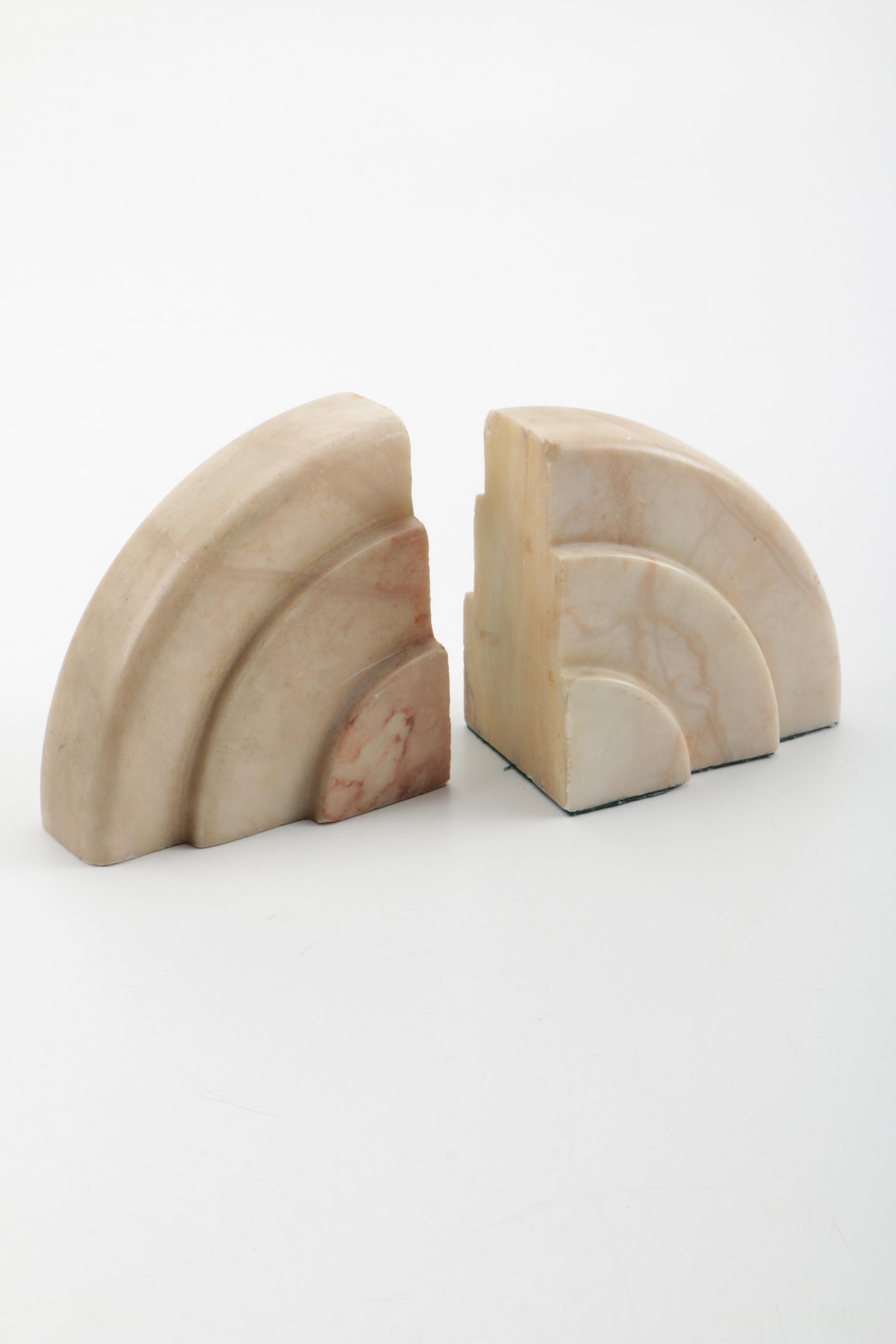Art Deco Style Alabaster Bookends
