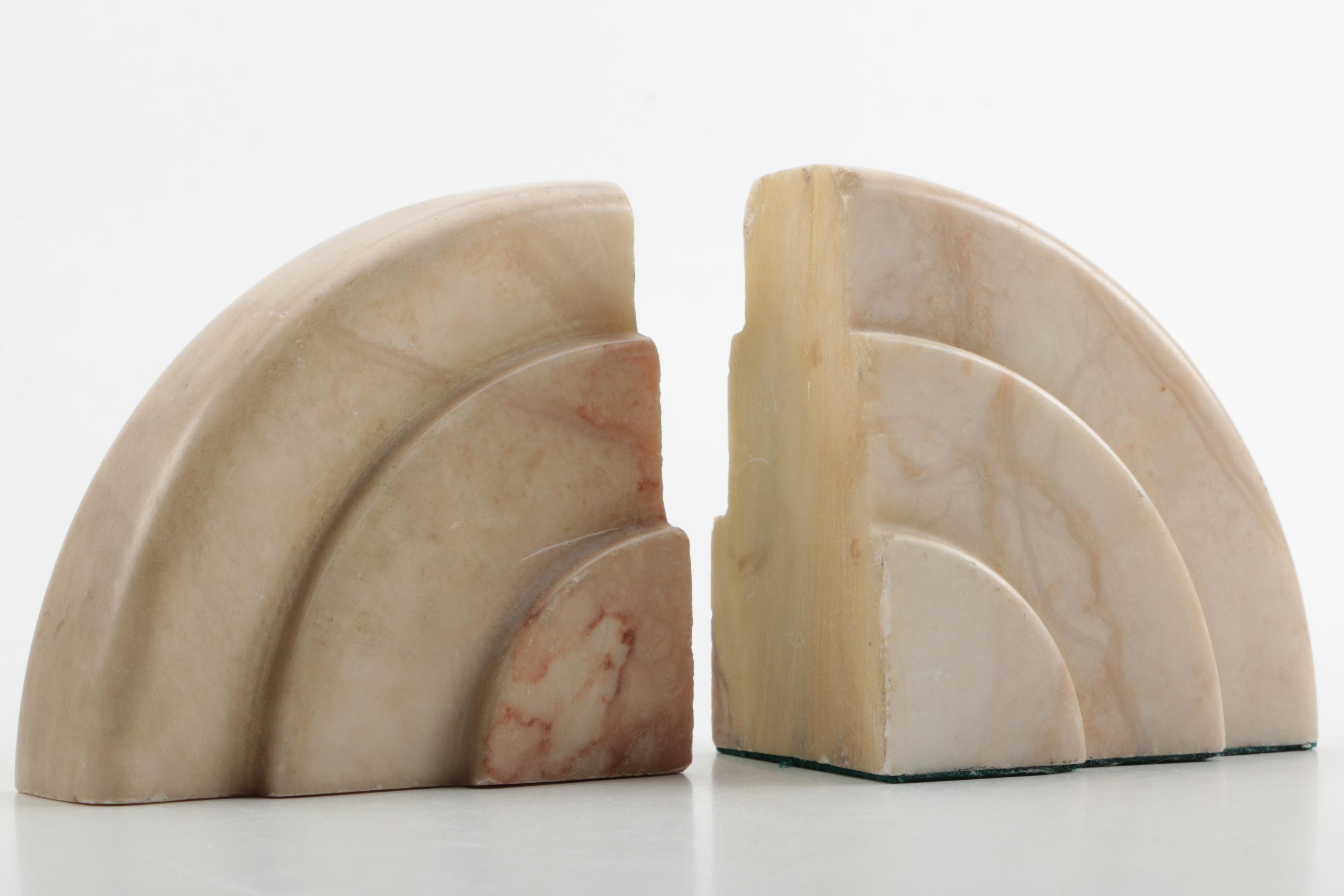Art Deco Style Alabaster Bookends