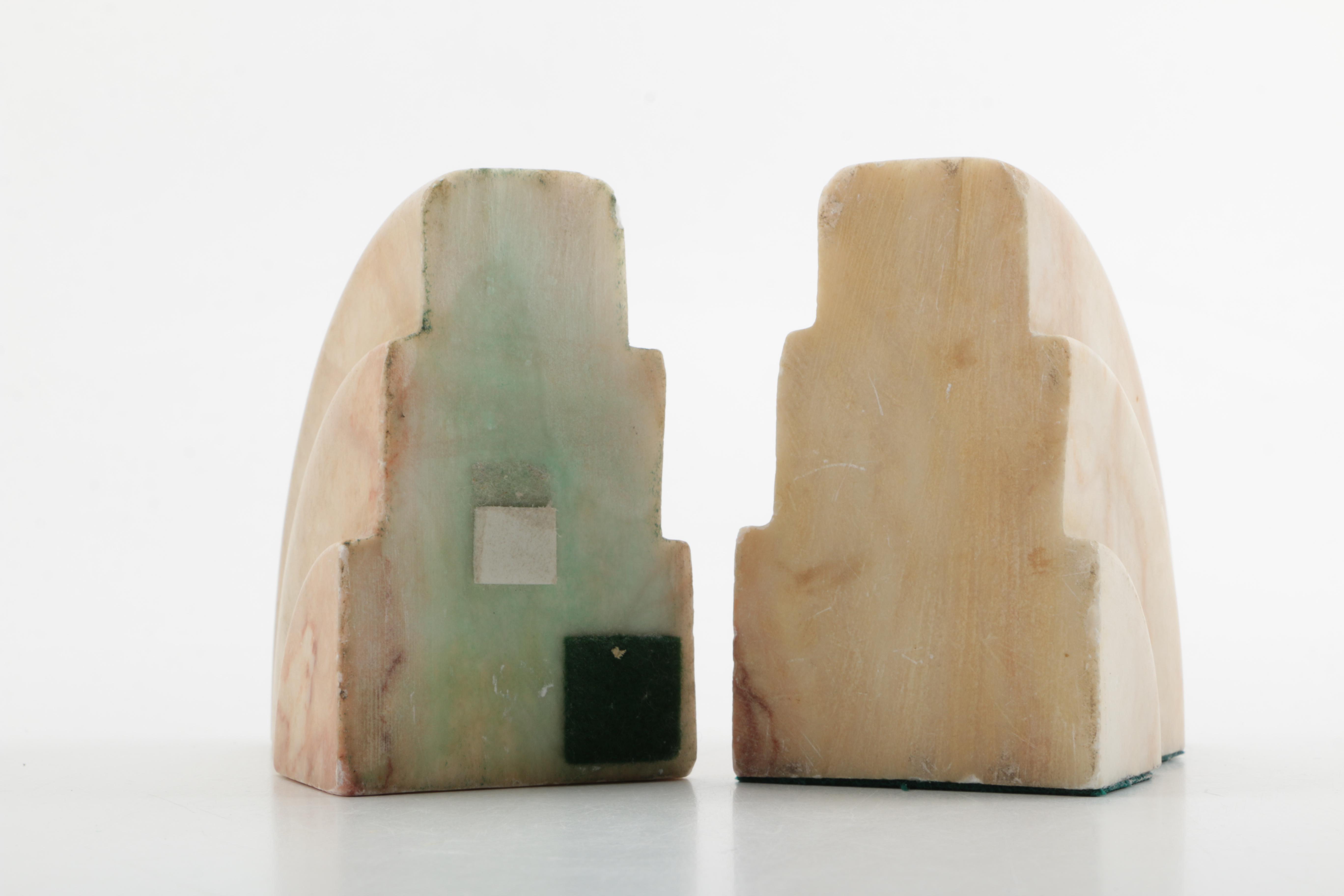 Art Deco Style Alabaster Bookends