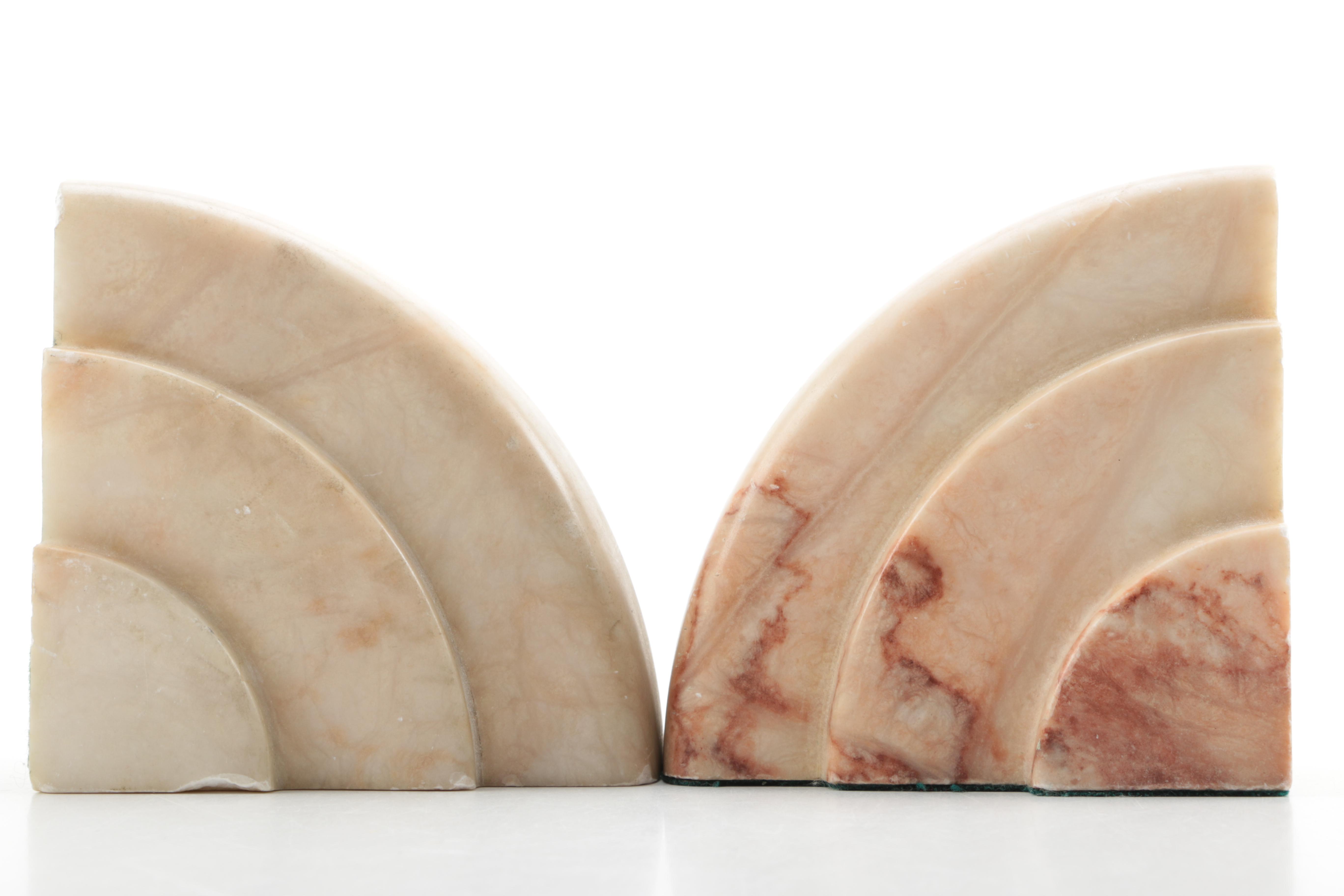 Art Deco Style Alabaster Bookends