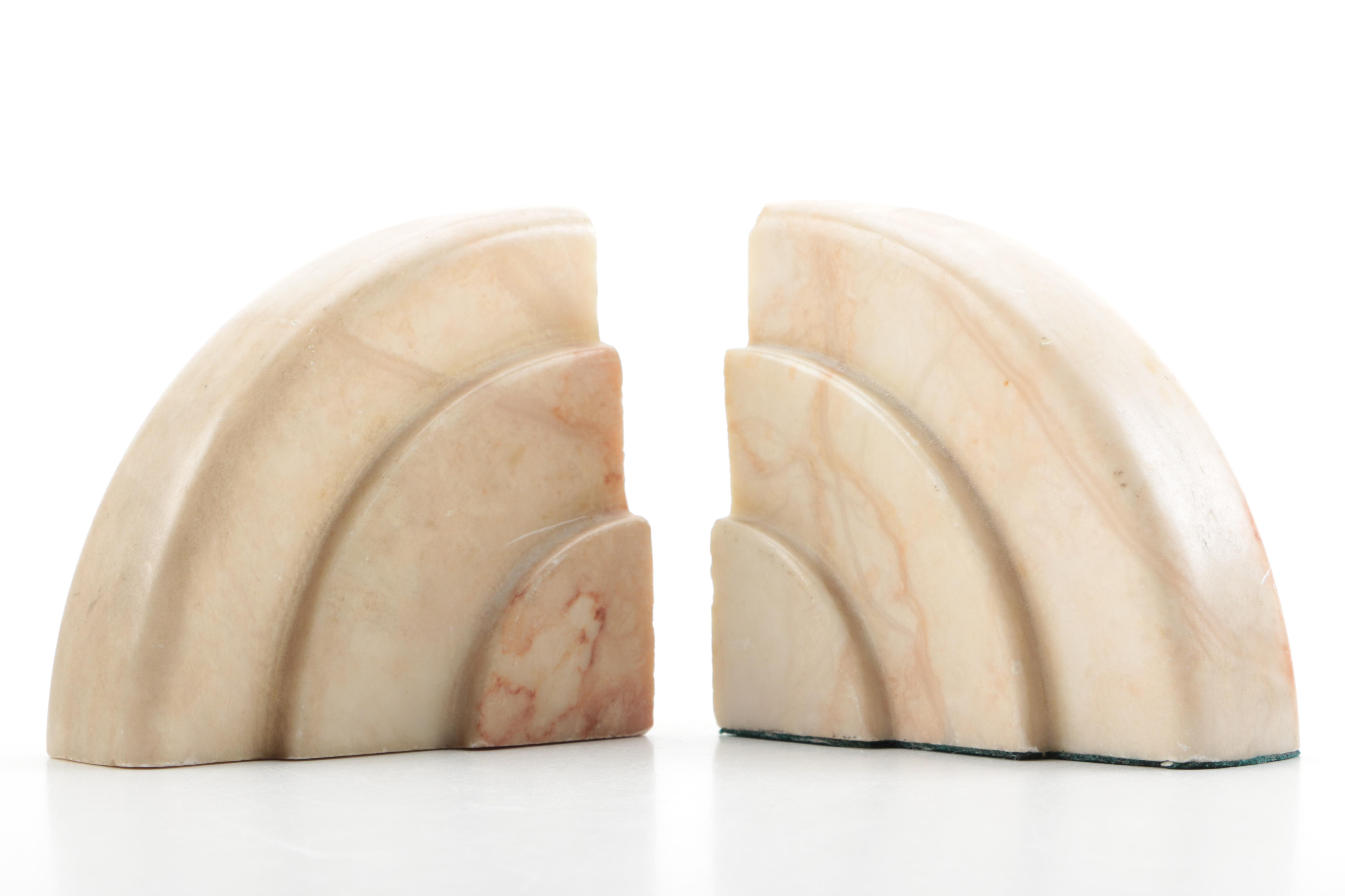 Art Deco Style Alabaster Bookends