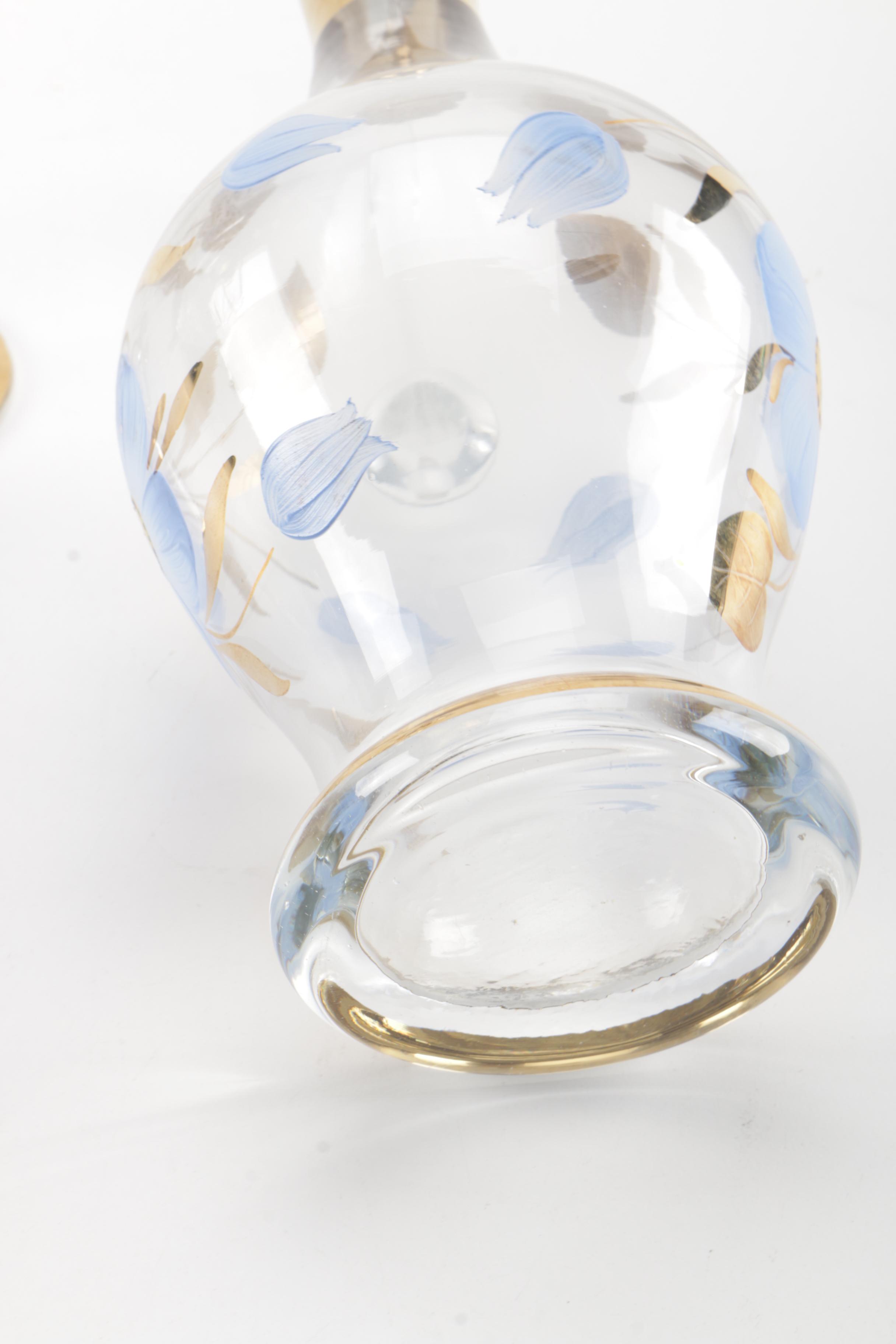 Hand-painted Floral Wine Glasses and Pitcher