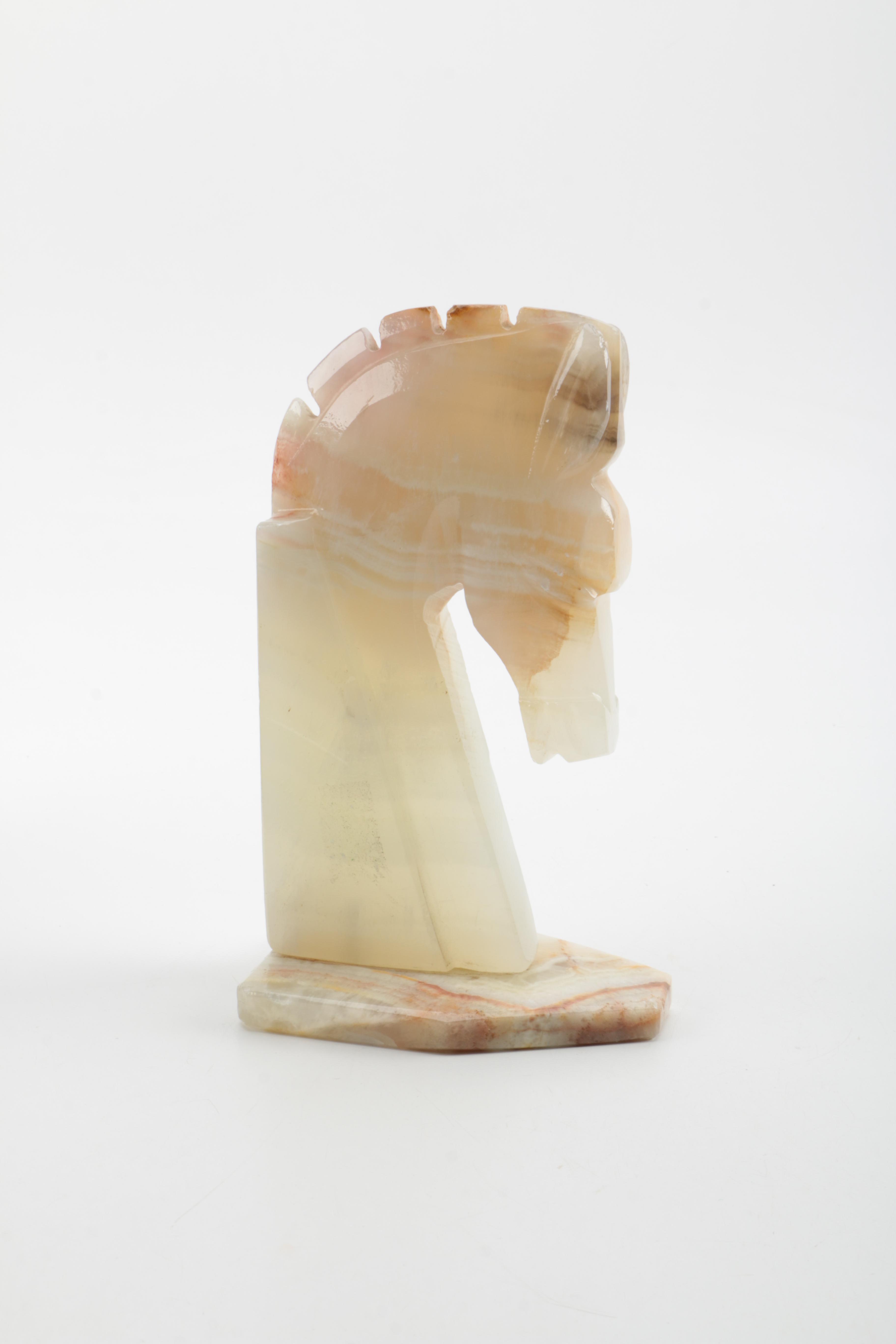 Agate Knight Chess Piece Figurine