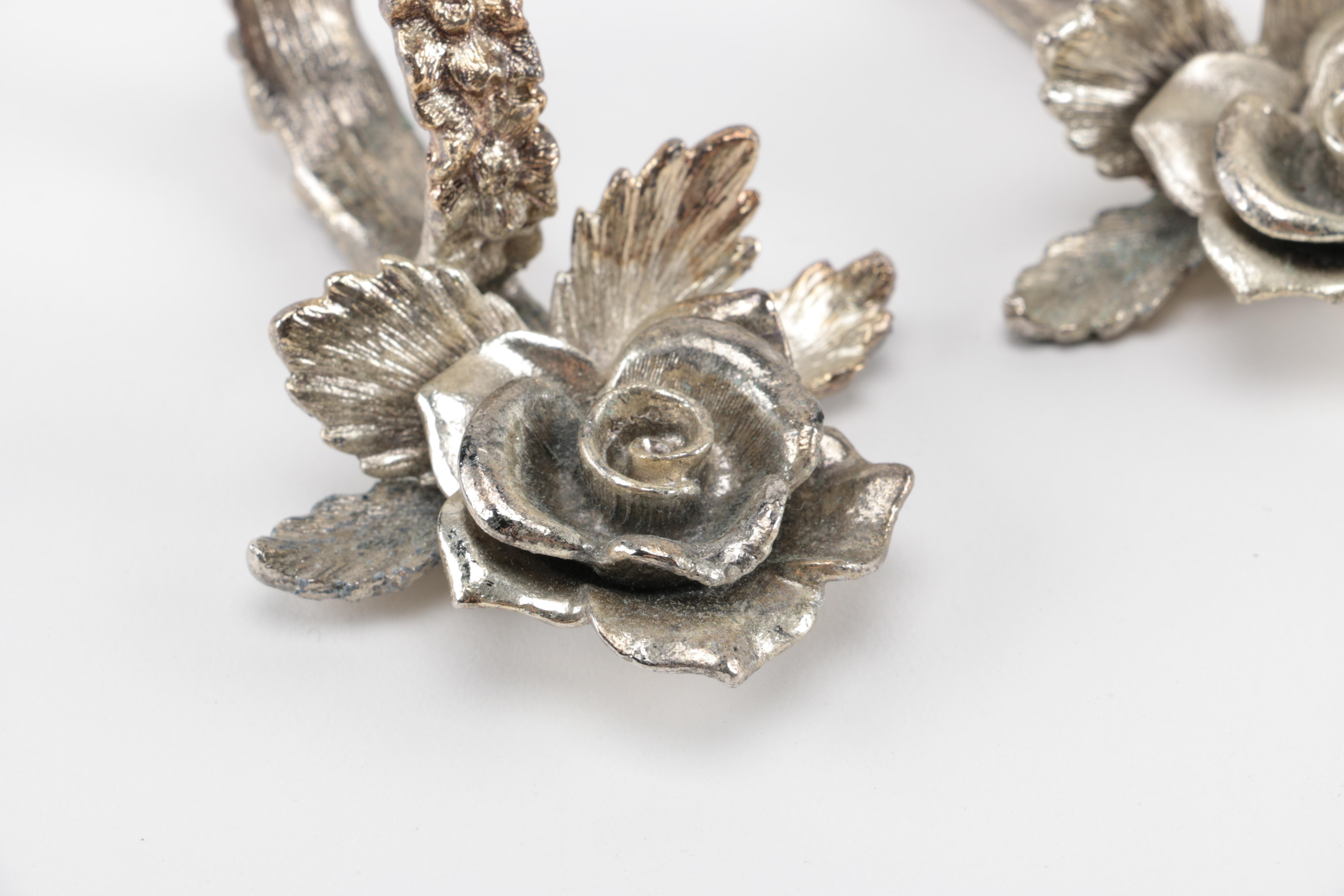 Set of Metal Floral Decorated Napkin Rings