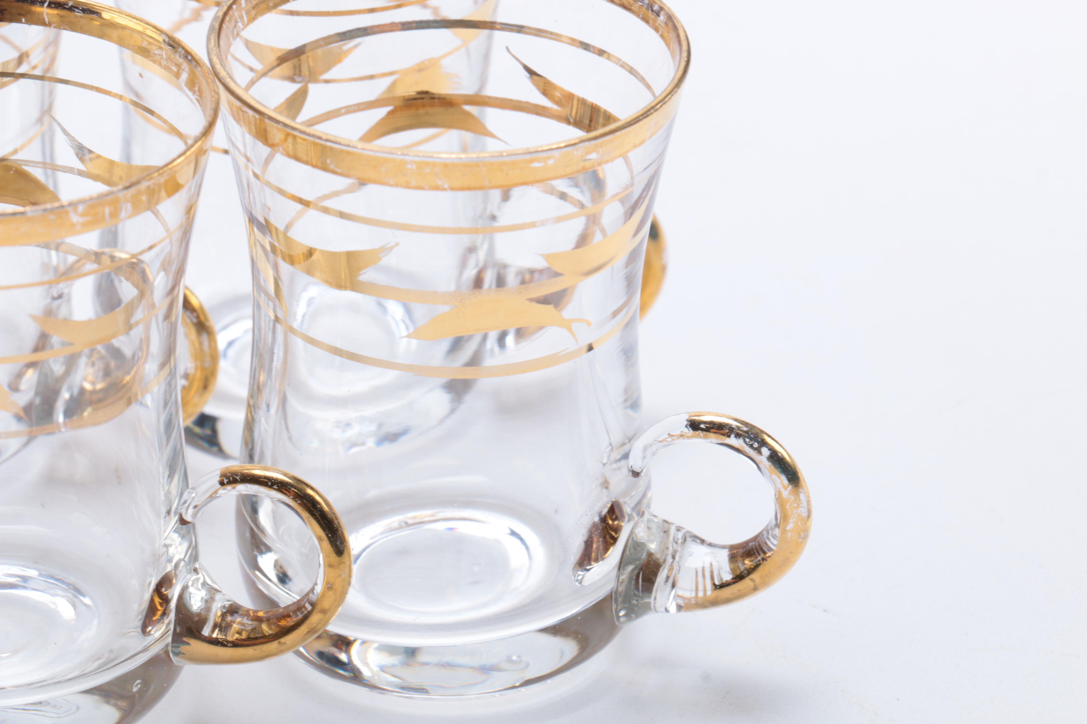 Vintage Glass Decanter With Glasses