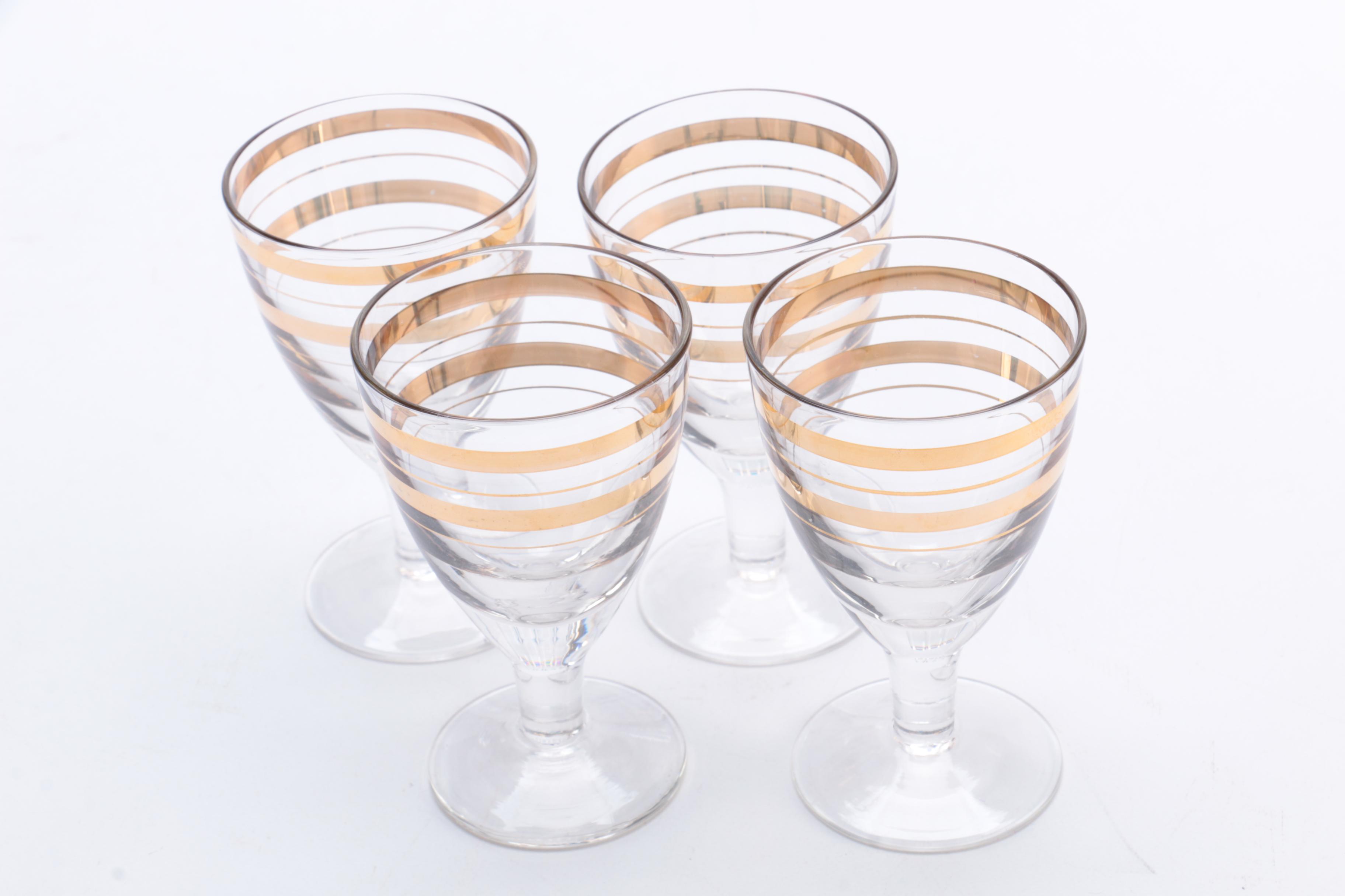 Vintage Glass Decanter With Glasses