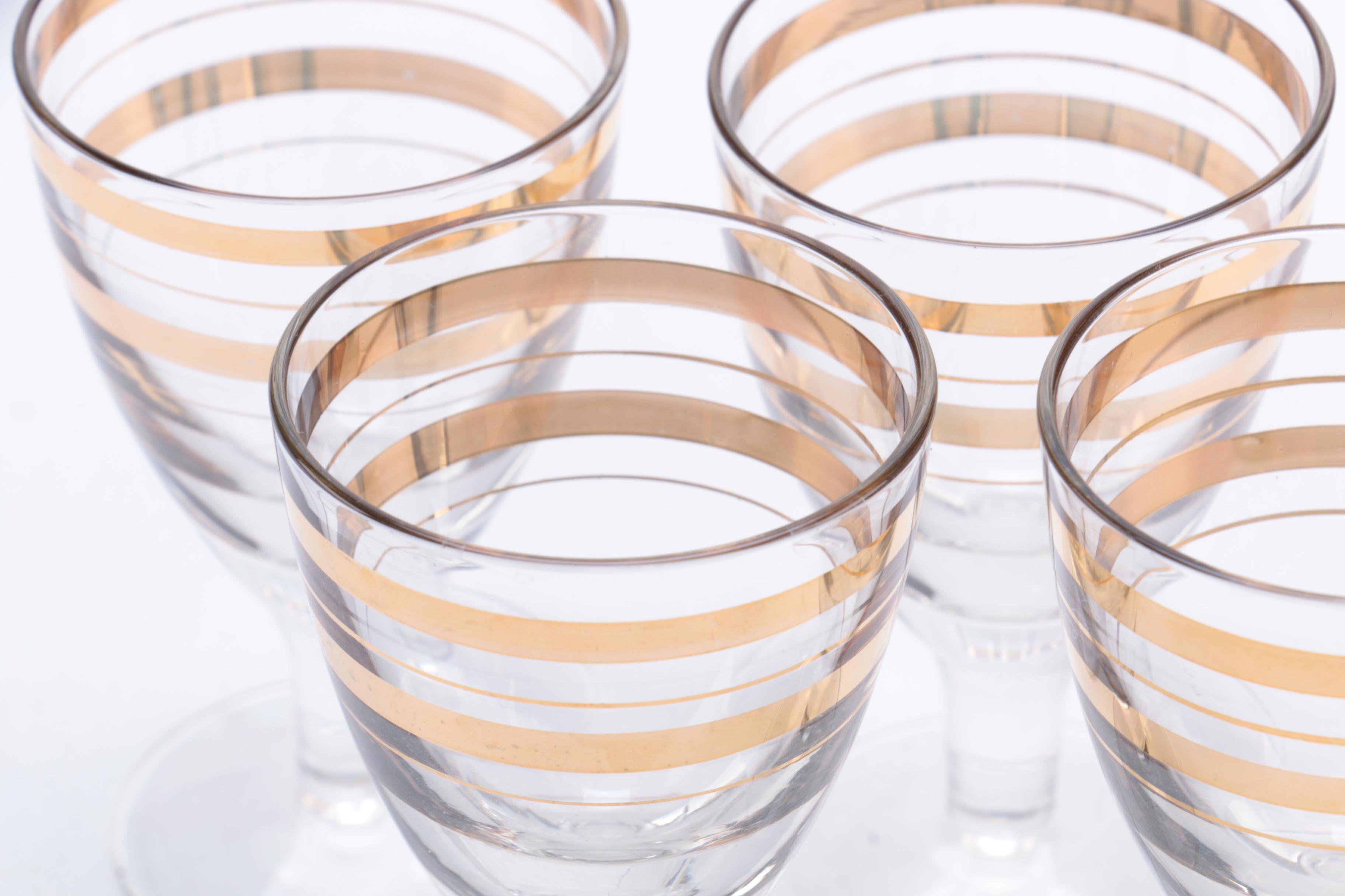 Vintage Glass Decanter With Glasses