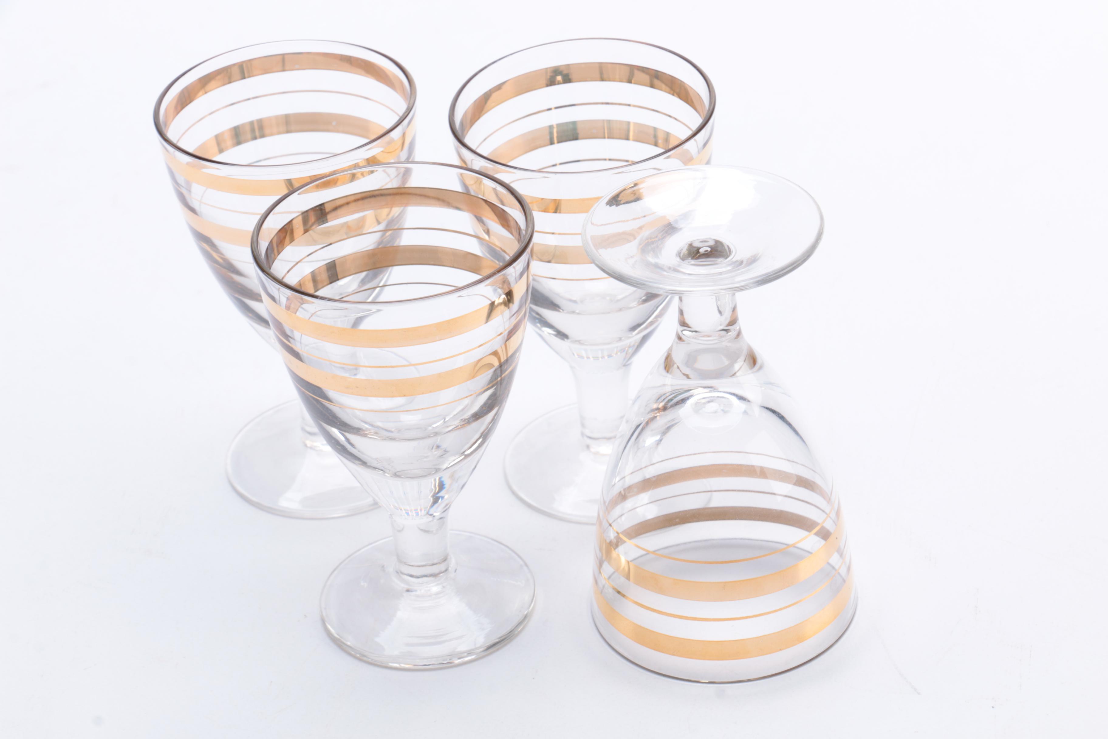 Vintage Glass Decanter With Glasses