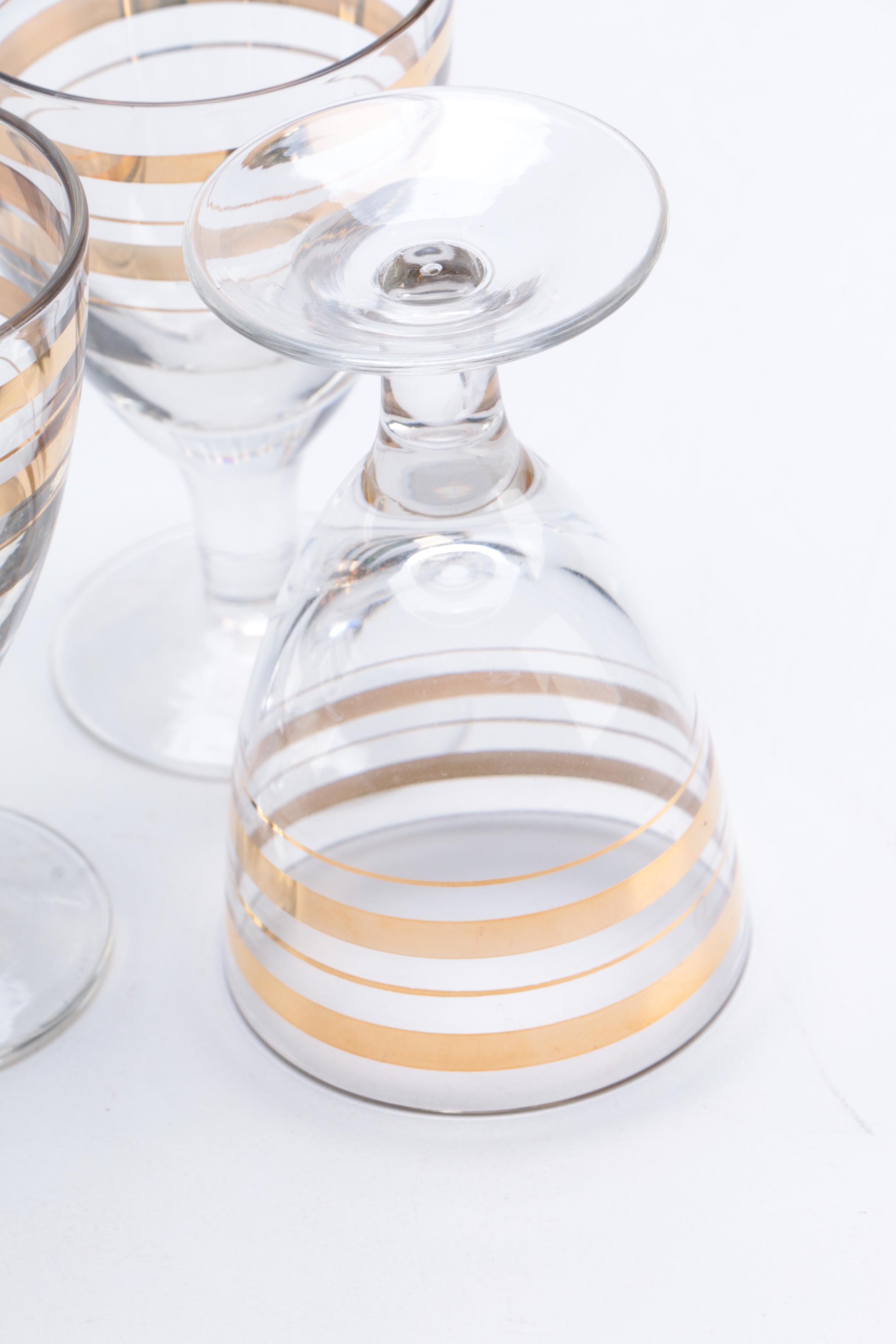 Vintage Glass Decanter With Glasses