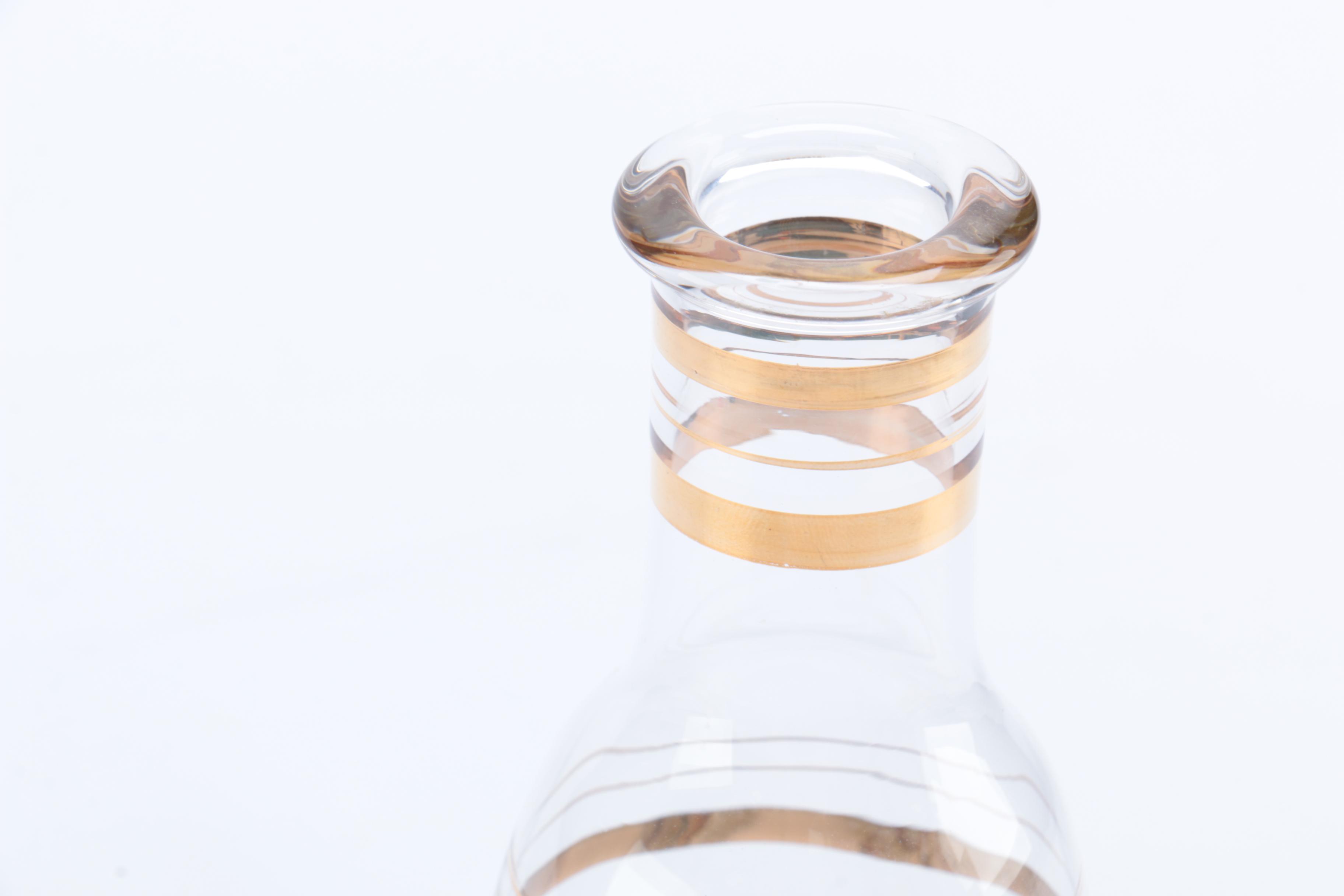 Vintage Glass Decanter With Glasses