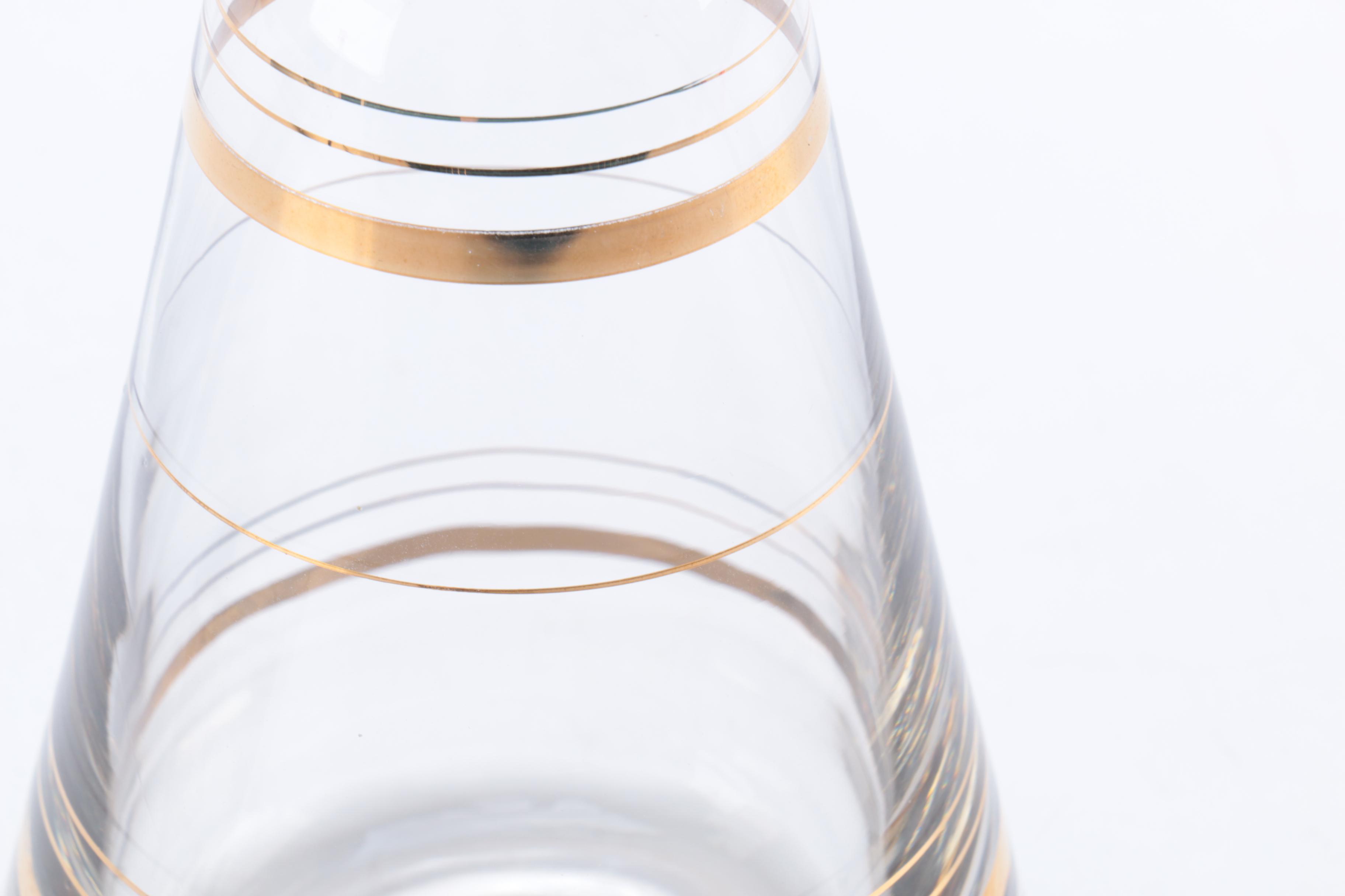 Vintage Glass Decanter With Glasses