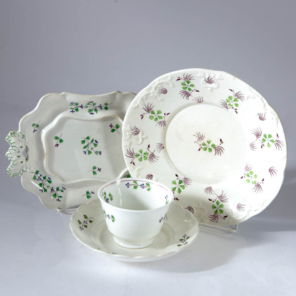 Collection of Antique English Sprigware Style China