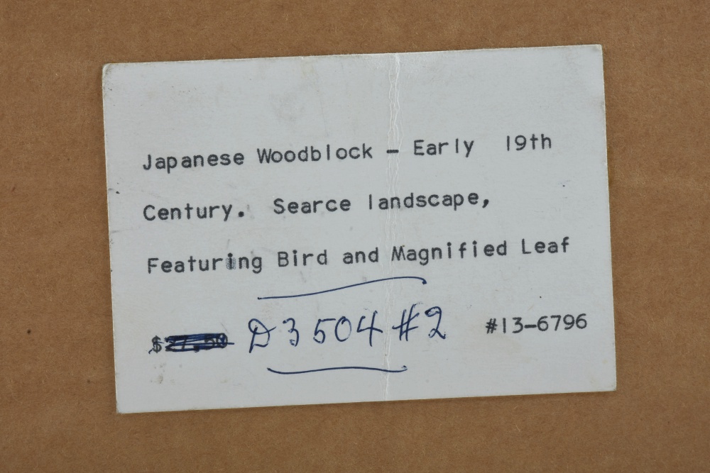 Edo Period Japanese Woodblock on Paper of a Garden