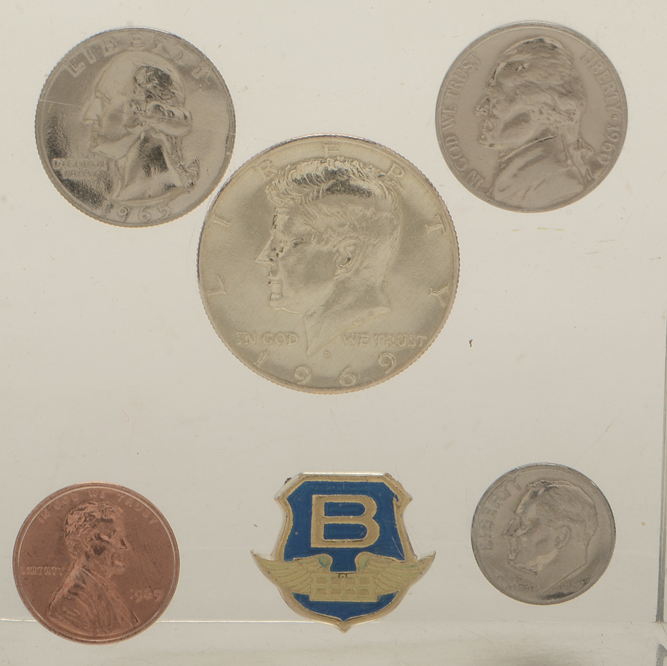 Acrylic Paperweight with Embedded Coins