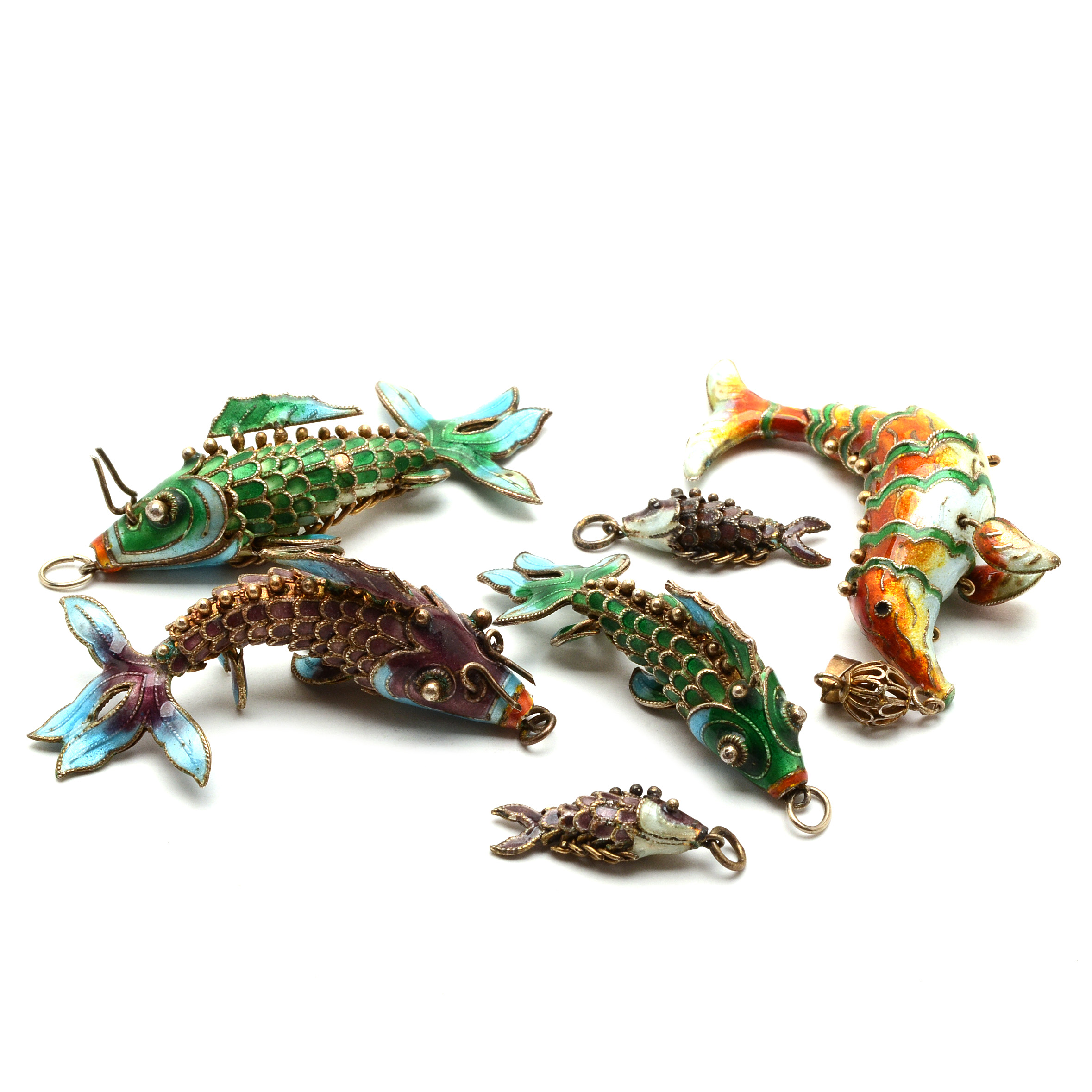 Sterling Articulated Fish Pendants