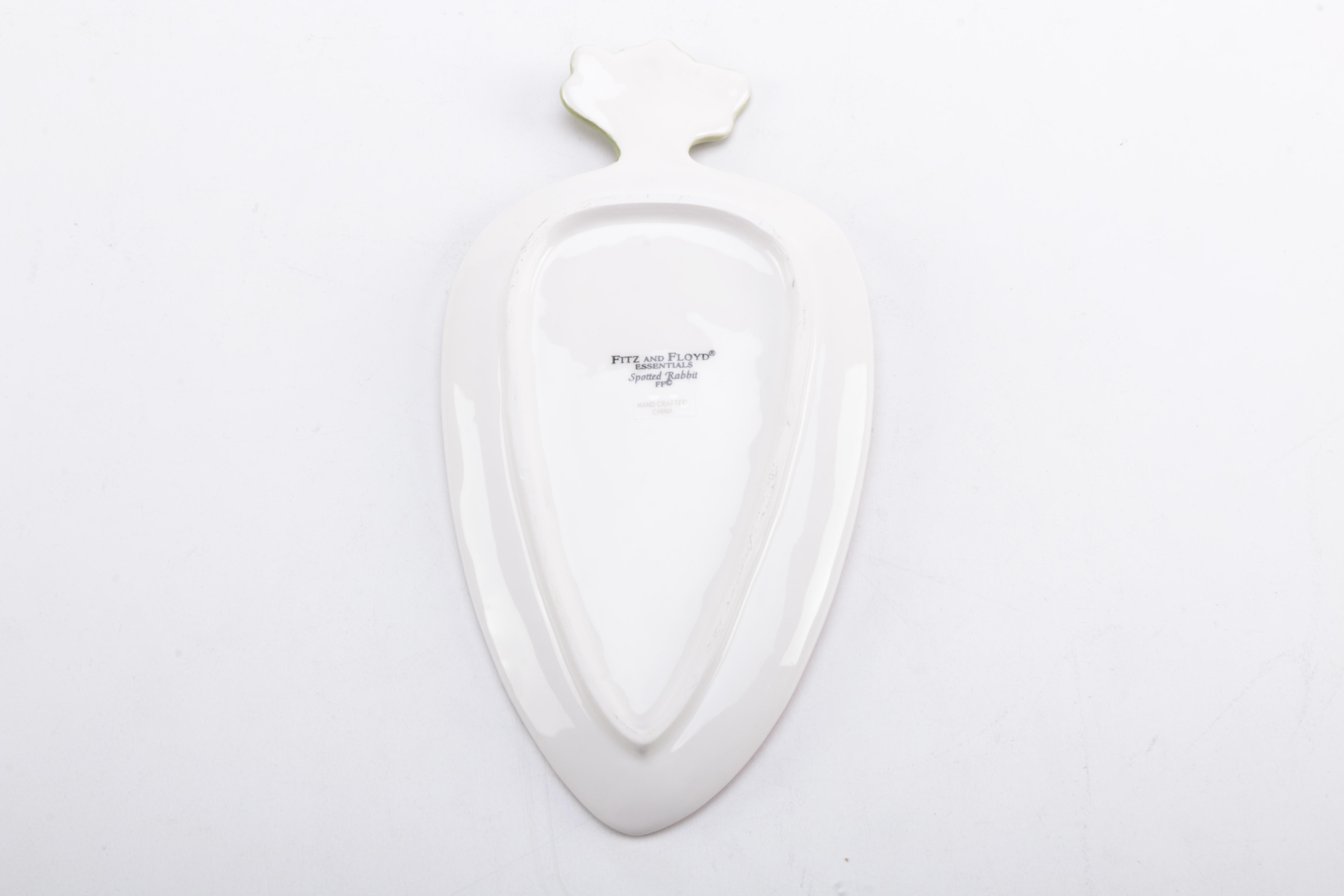 Fitz and Floyd Spotted Rabbit Salt and Pepper Set with Tray