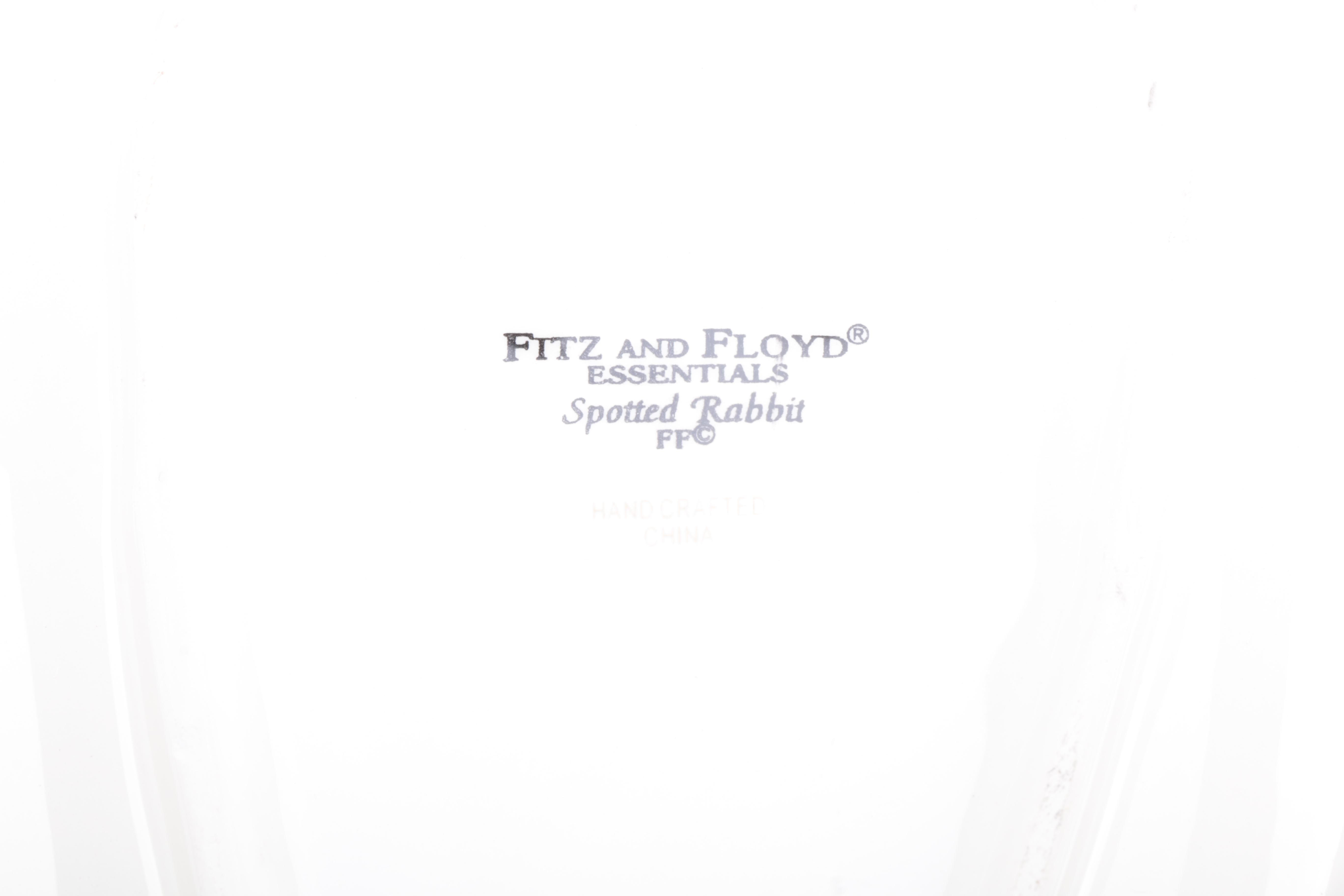 Fitz and Floyd Spotted Rabbit Salt and Pepper Set with Tray