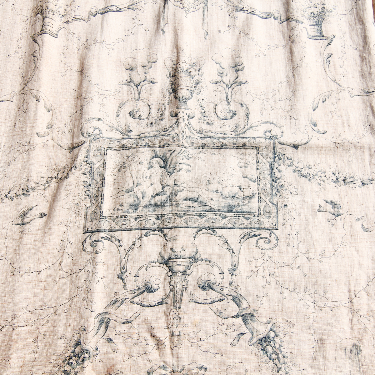 Pair of Vintage French Inspired Toile Draperies