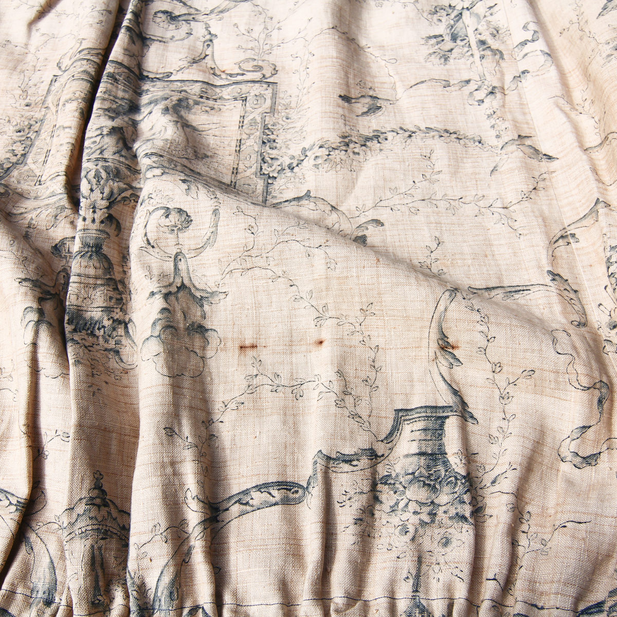 Pair of Vintage French Inspired Toile Draperies