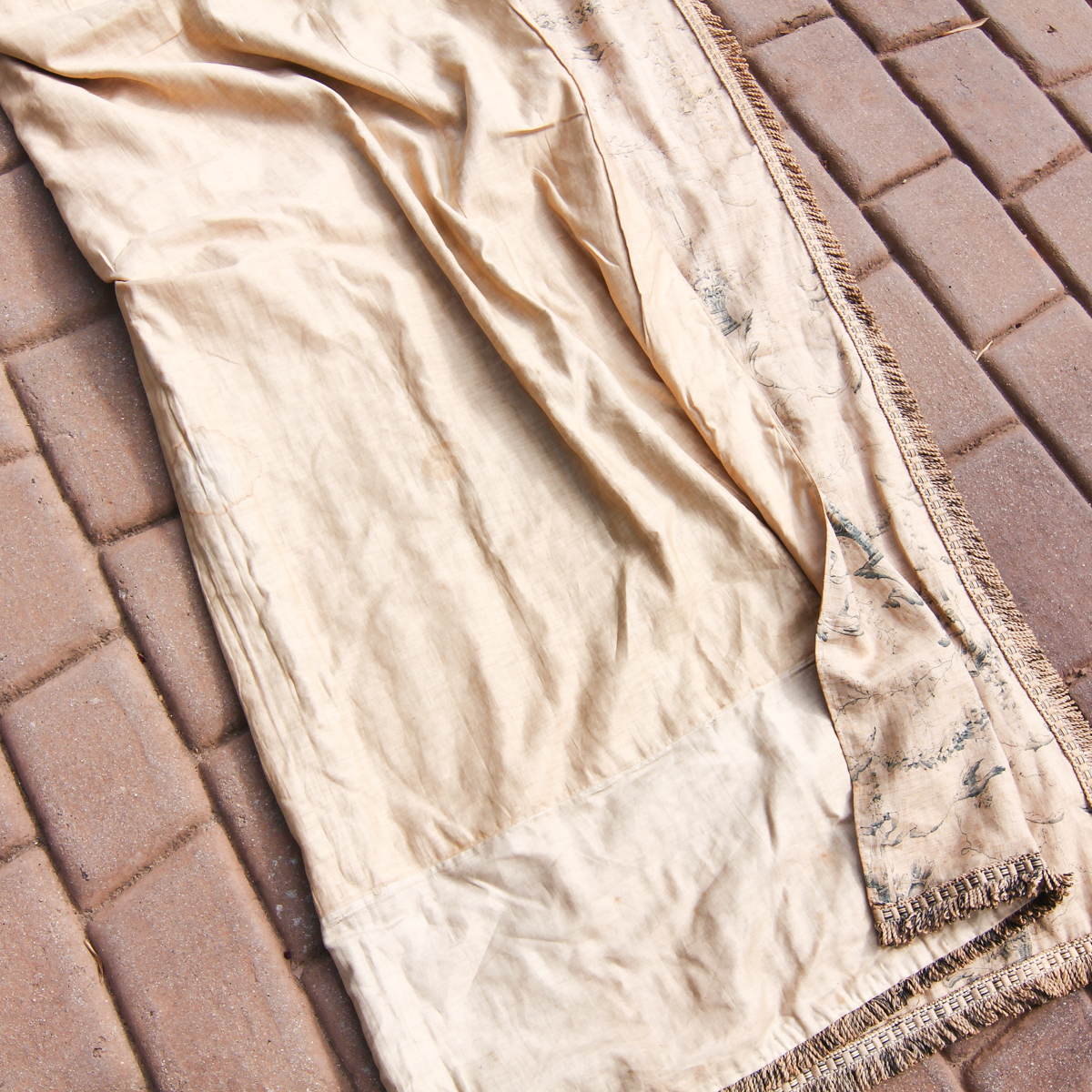Pair of Vintage French Inspired Toile Draperies