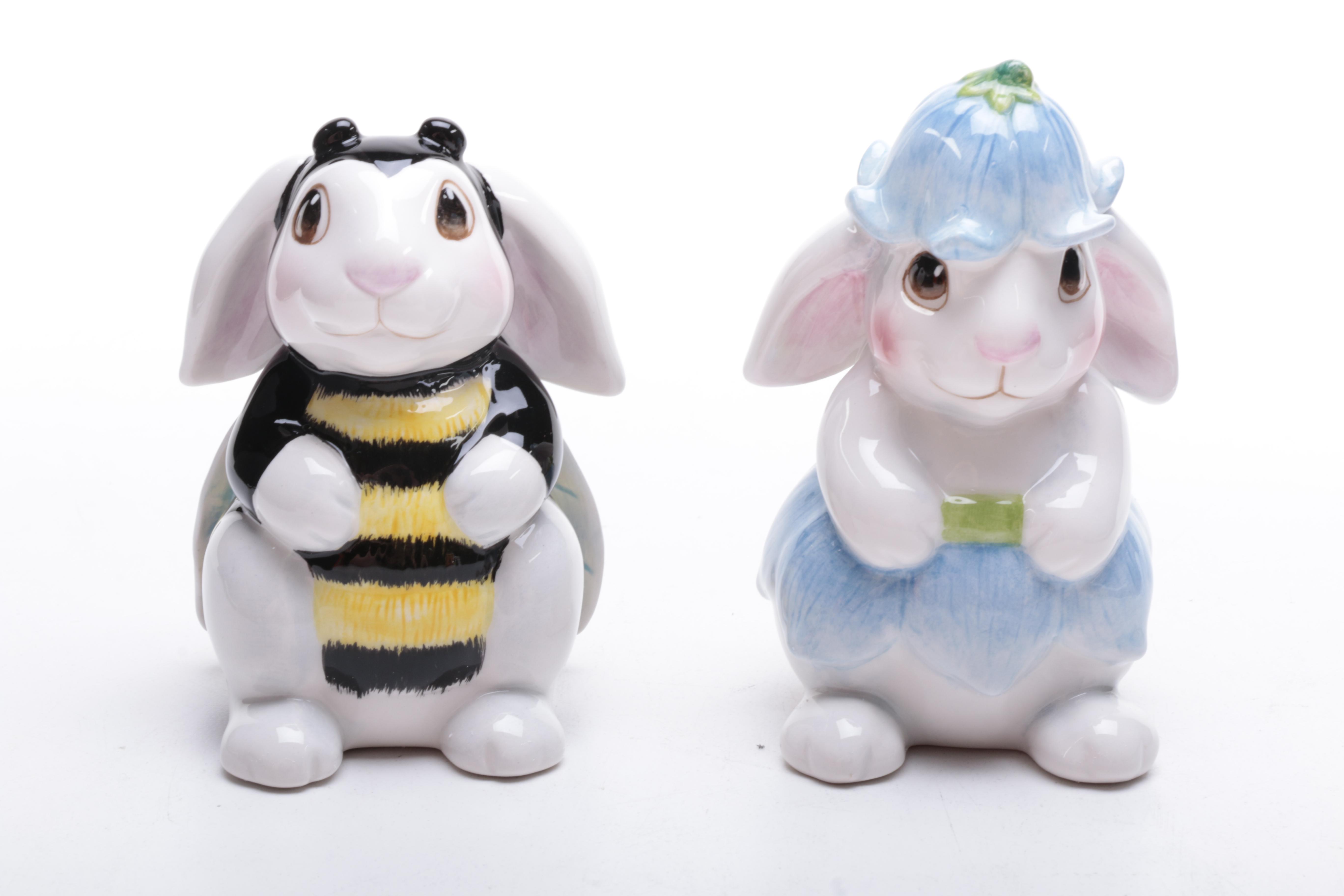 Collection of Fitz and Floyd "Halloween Bunny Blooms" Tableware